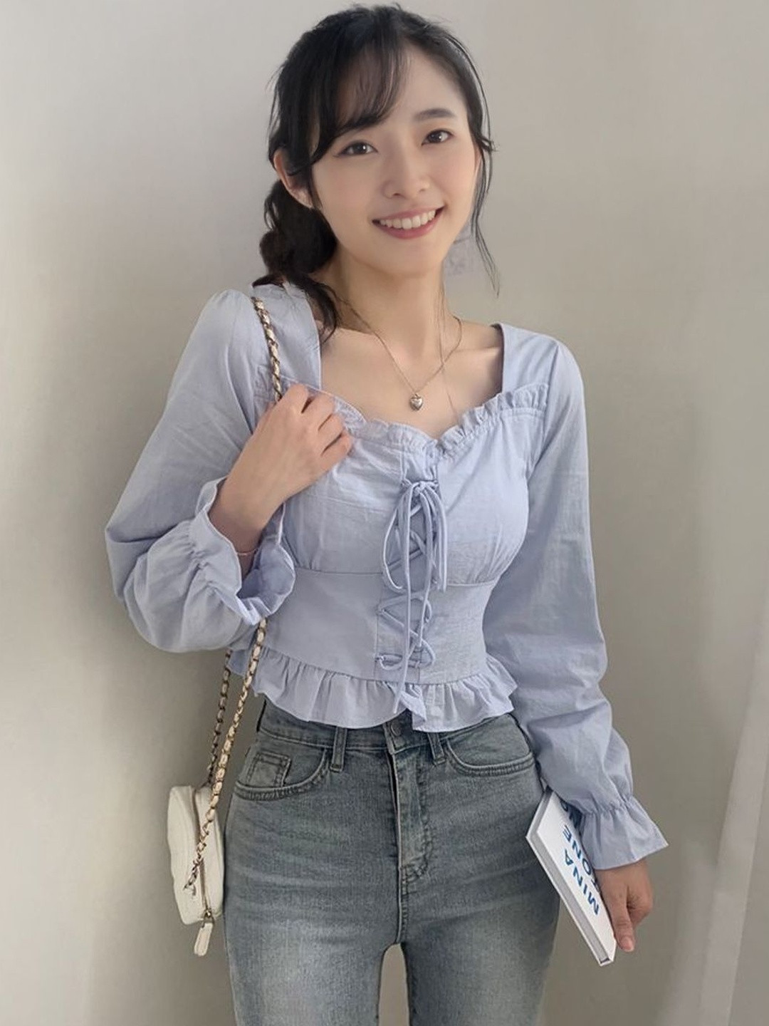 StyleCast Bishop Sleeves Ruffles Crop Top