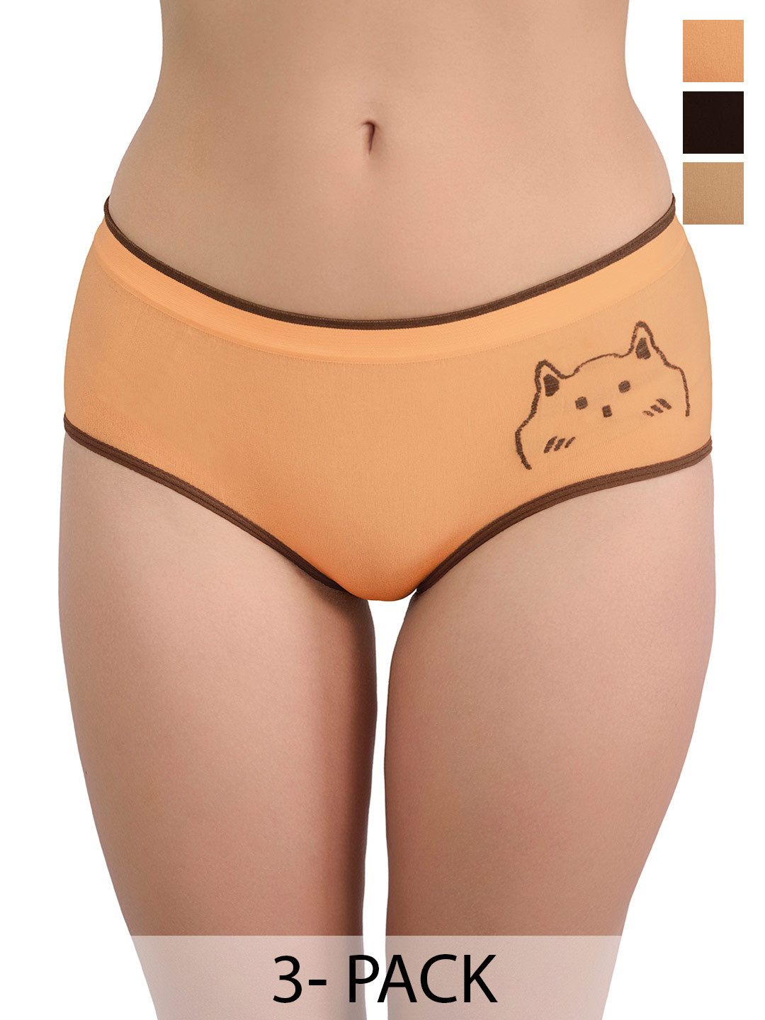 Moda Rapido Pack of 3 Mid-Rise Hipster Briefs