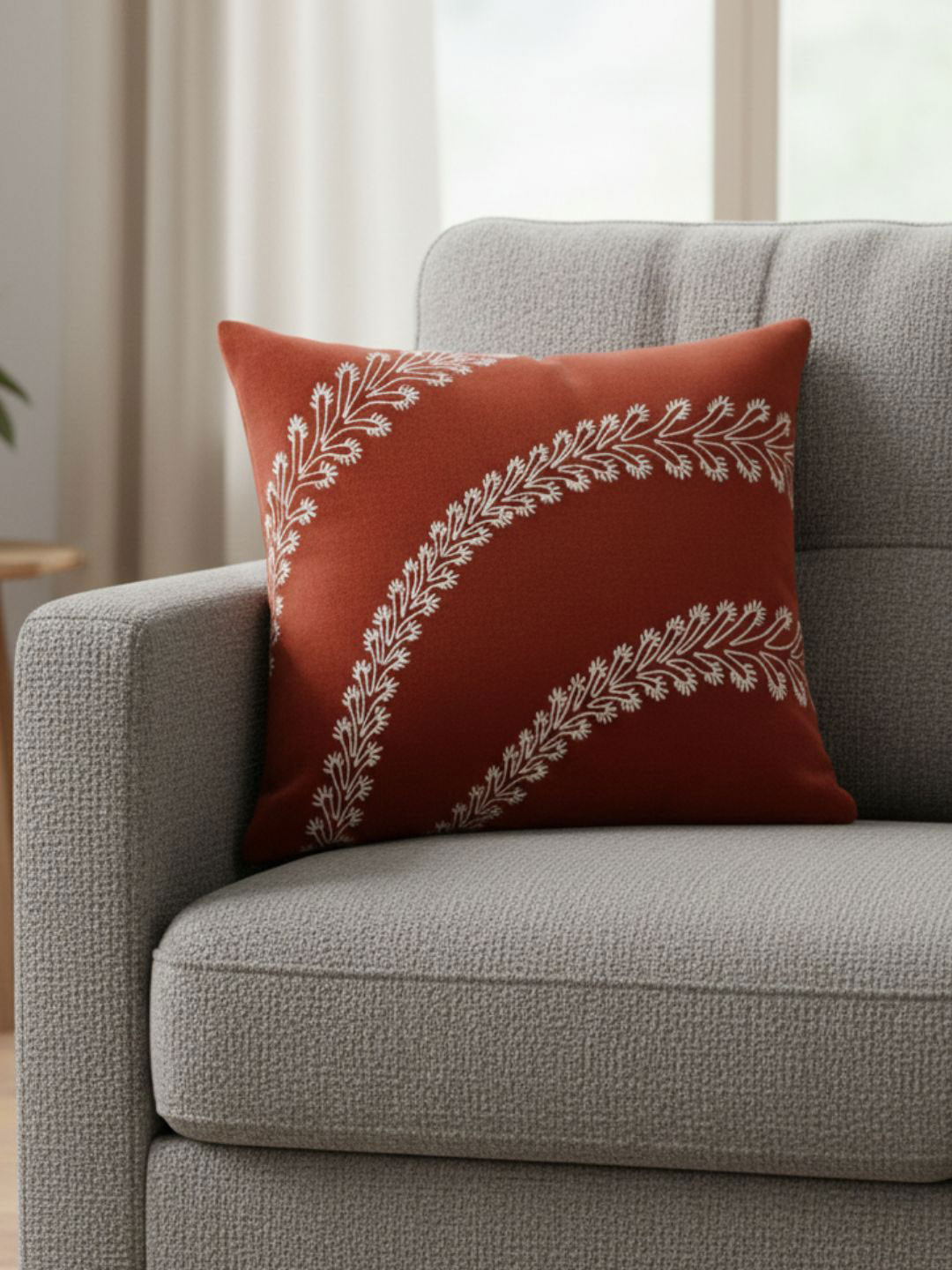 ANWYN Rust & White Floral Velvet Square Cushion Covers