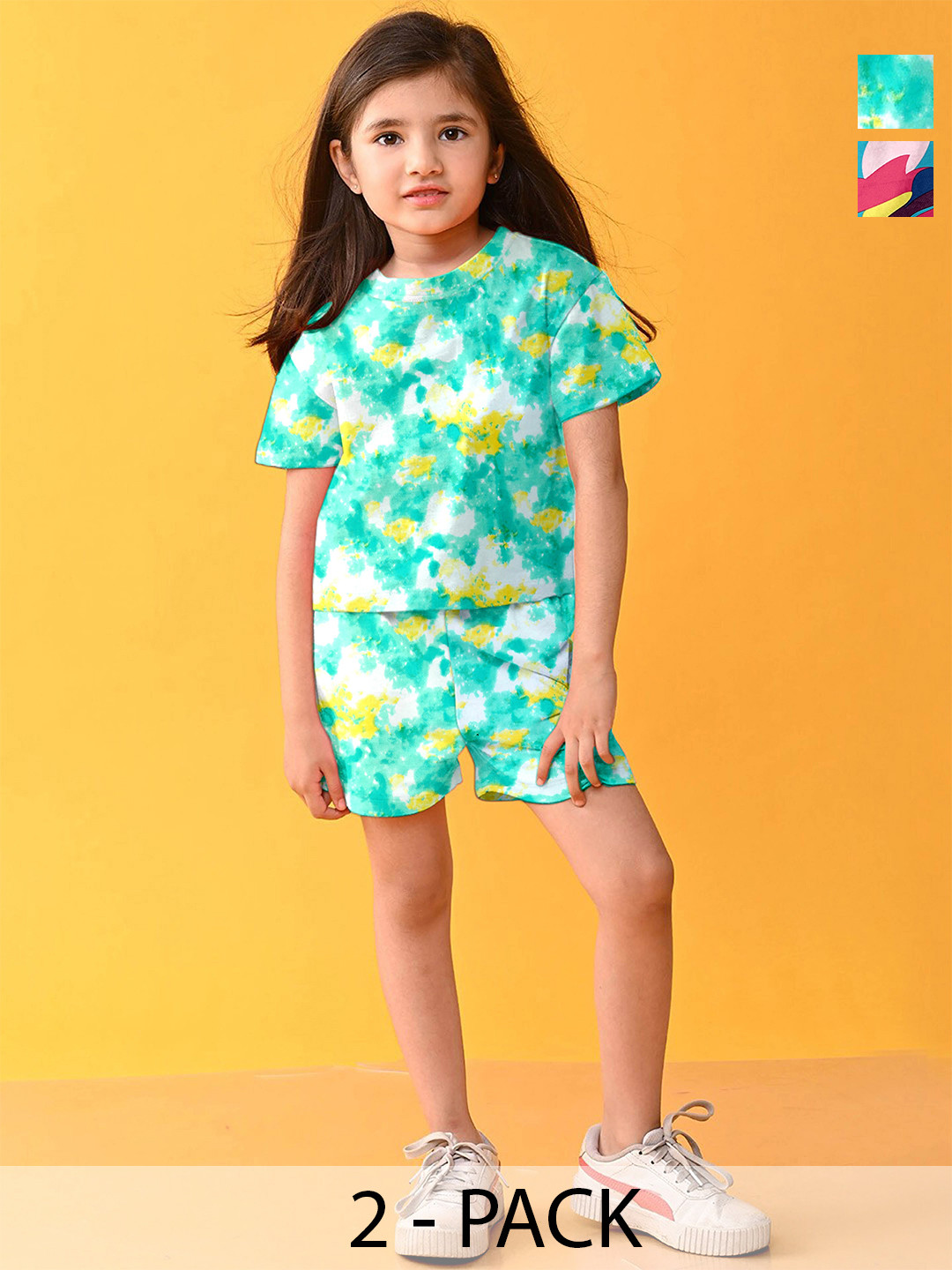 LITBABY Girls Printed Short Sleeves Night suits
