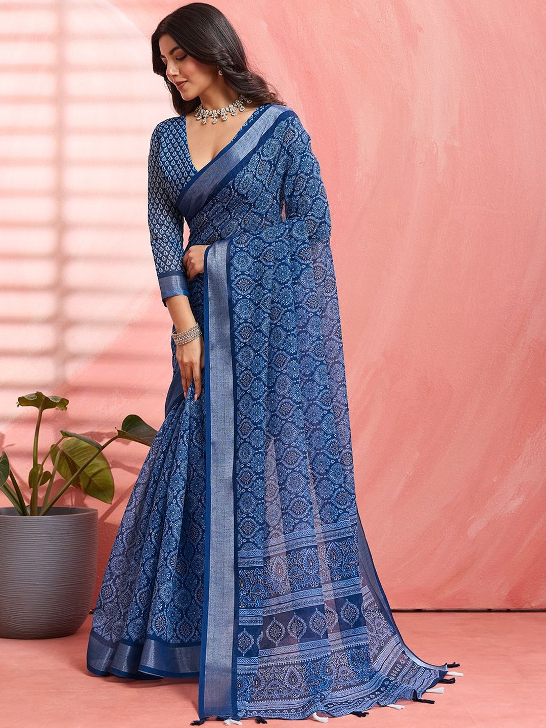 MIWA Sangamneri Block Printed Saree