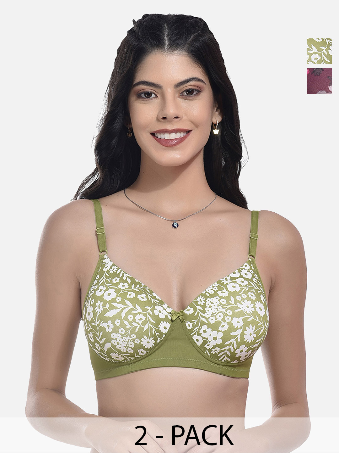 FIMS Floral Bra Full Coverage Lightly Padded