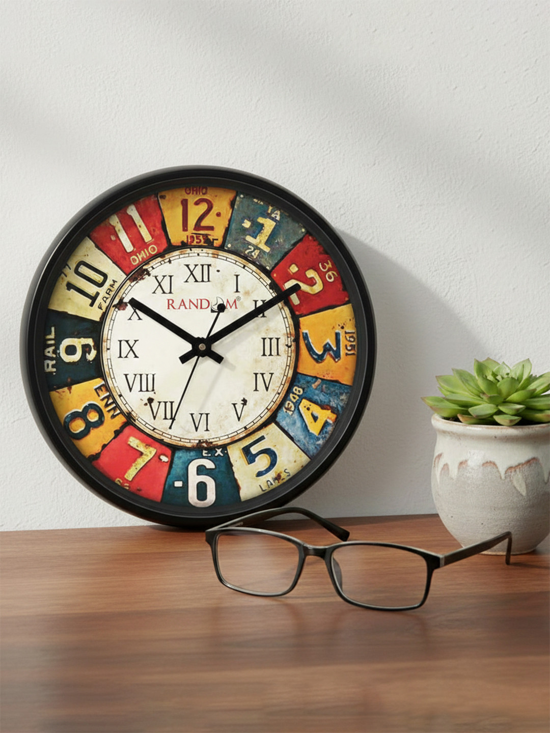 RANDOM Multicoloured Round Printed Analogue Wall Clock 30 cm