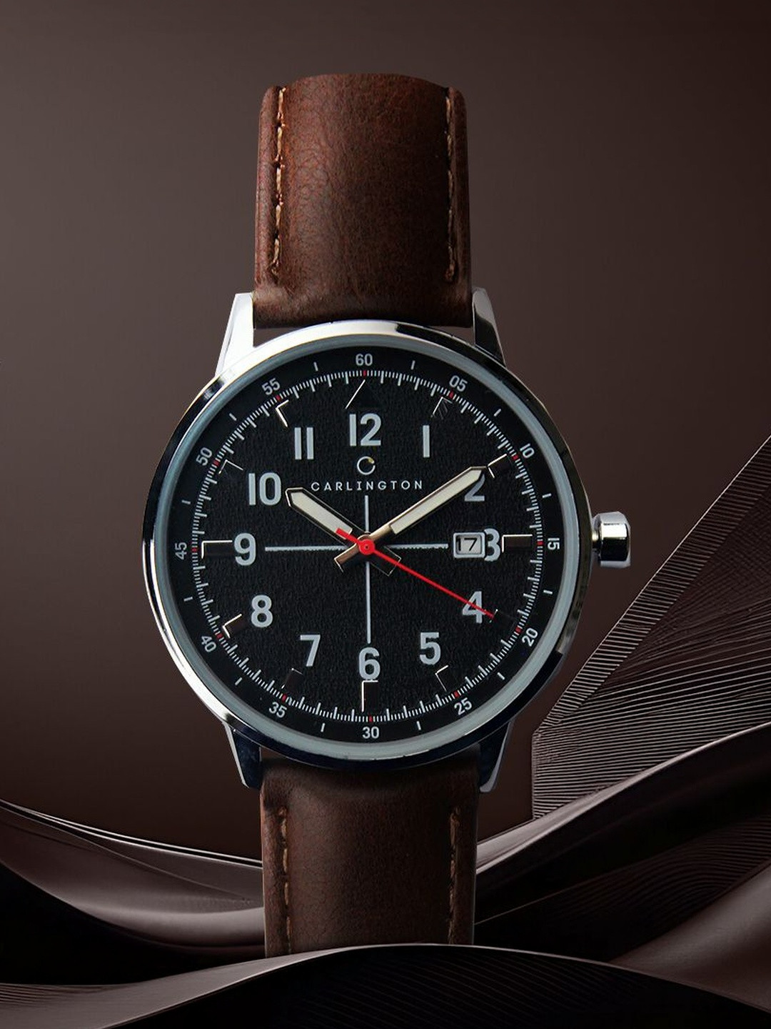 CARLINGTON Men Dial & Leather Straps Analogue Multi Function Watch Aristocrat 1075 Brown