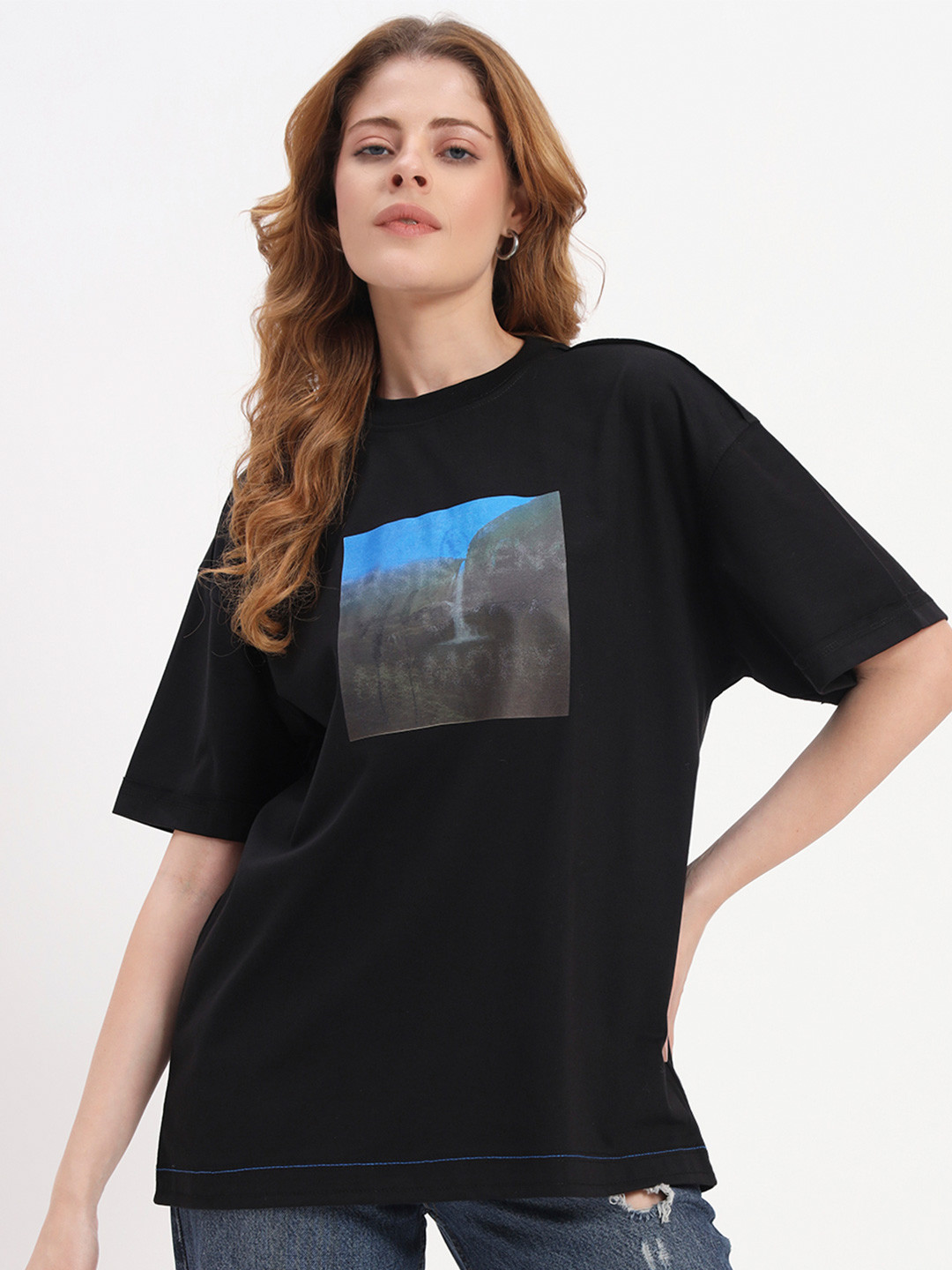 Skidlers Graphic Printed Drop Shoulder Sleeves Cotton T-shirt