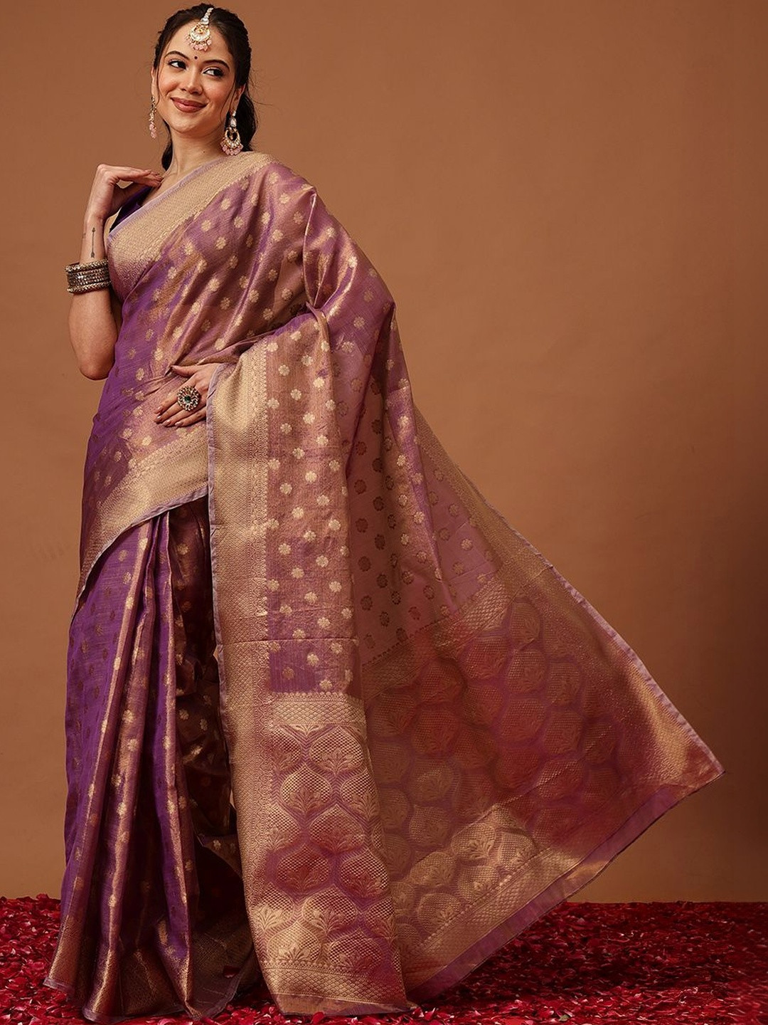 Silk Land Kanjivaram Tissue Silk Zari Woven Ready to Wear Saree