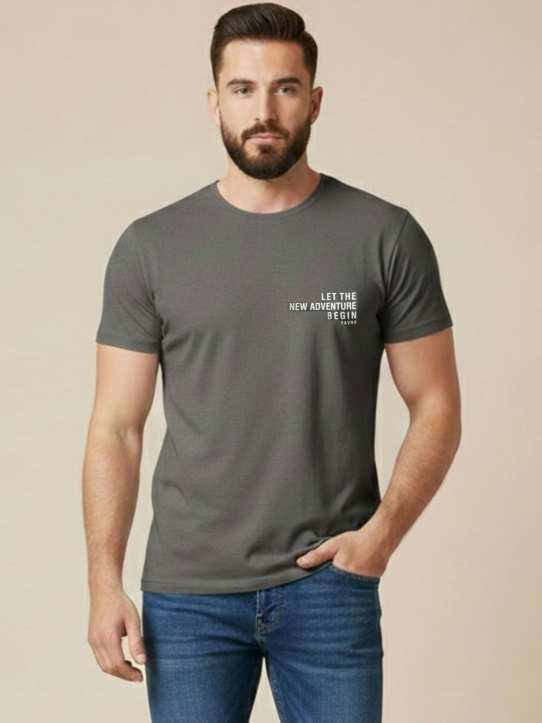 Davno Men Typography Printed T-shirt