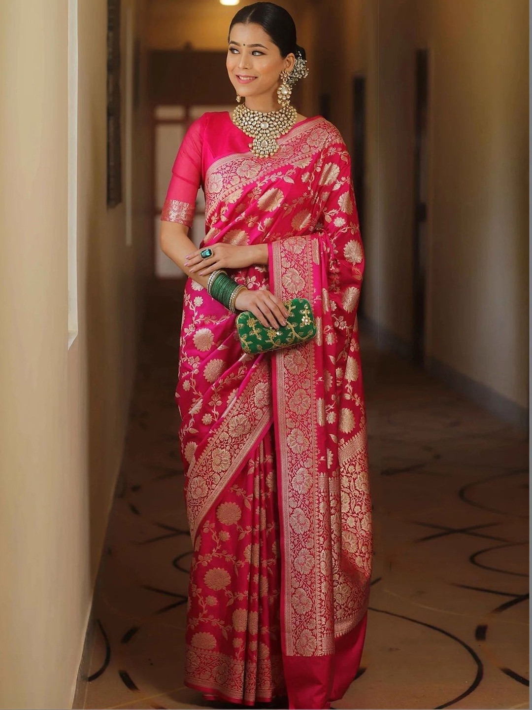 TEJAL ENTERPRISES Woven Design Zari Art Silk Kanjeevaram Saree