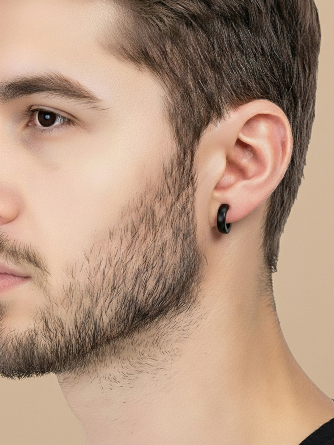 Peora Men Stainless Steel Circular Studs Earrings