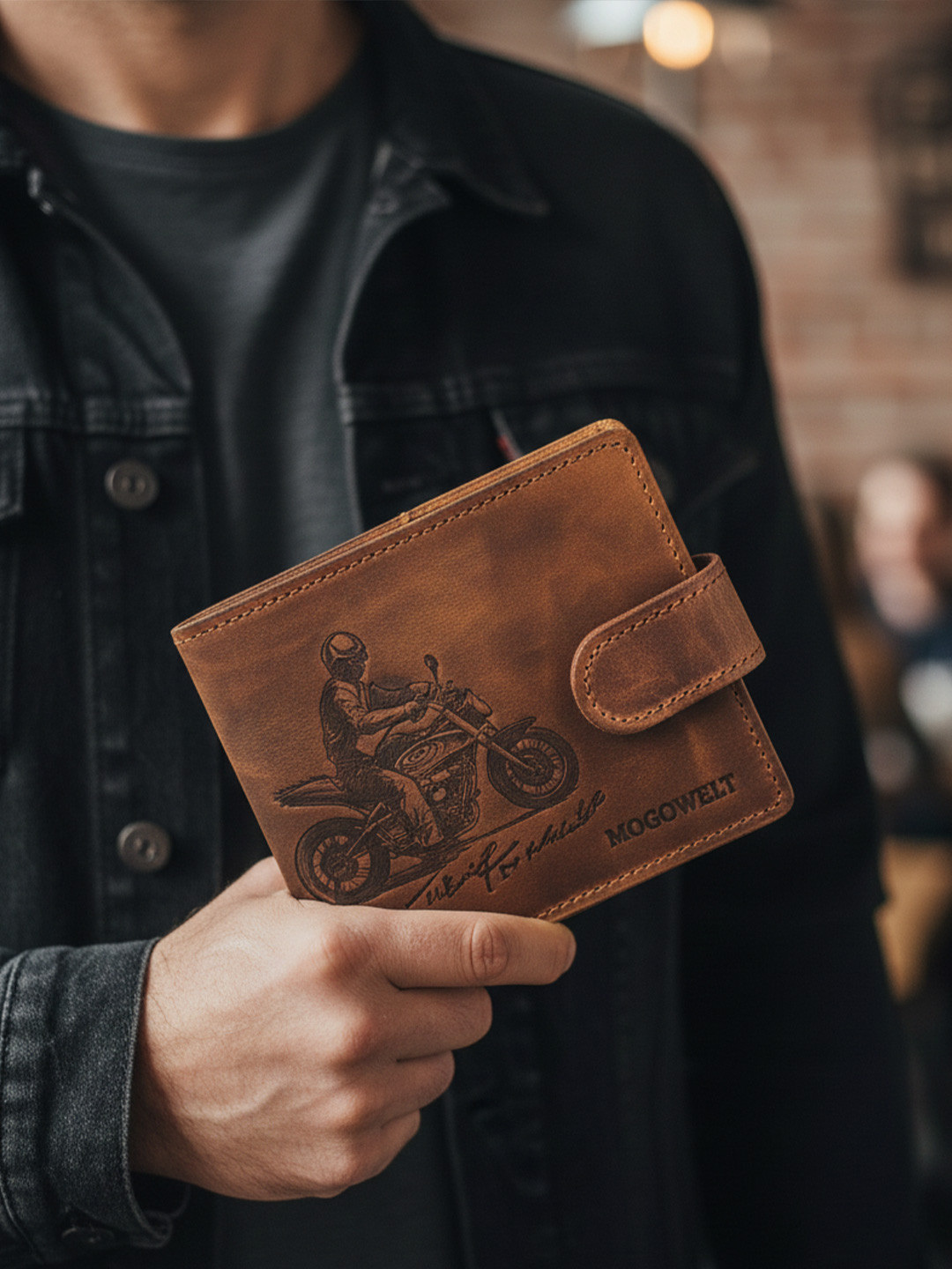 Modewelt Men Brown & Black Abstract Textured Leather Two Fold Wallet