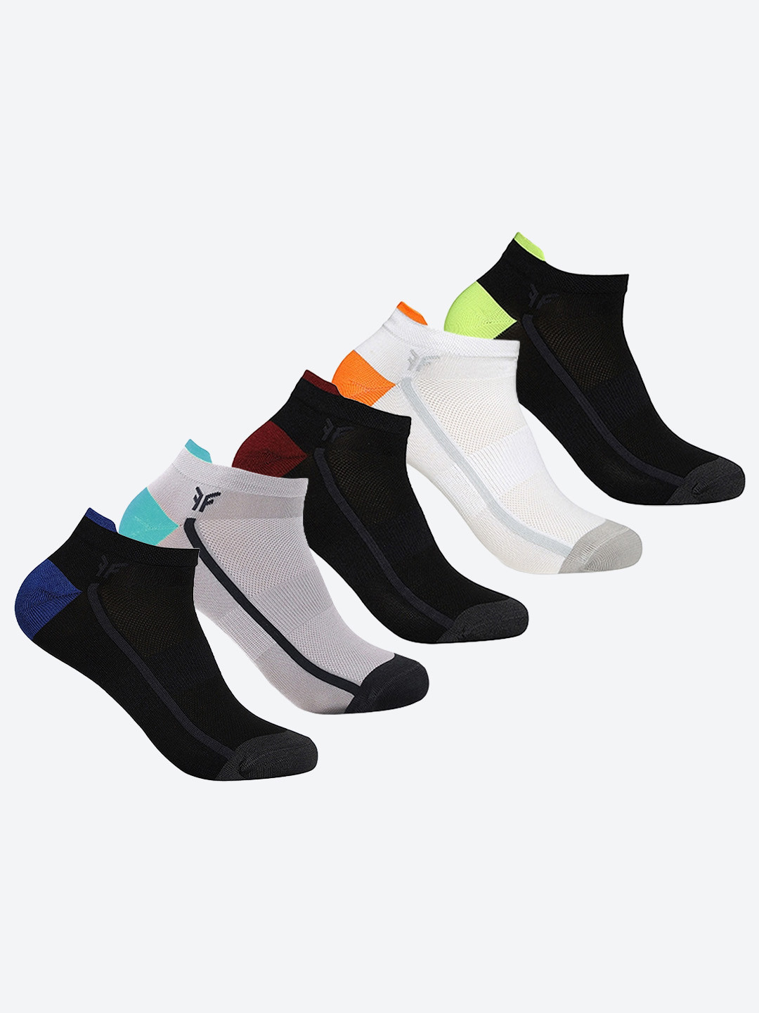 FOOTONS Low-Ankle Polyester Rapid-Dry & Comfort Fit Multi Socks (Pack of 5)