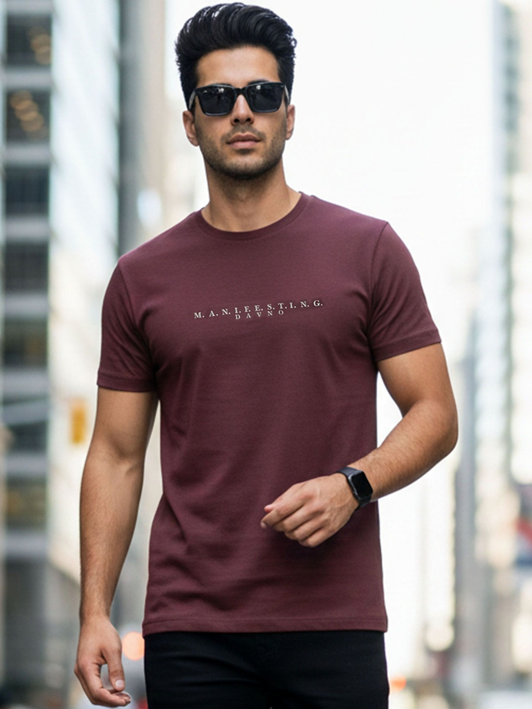 Davno Men Typography Printed T-shirt