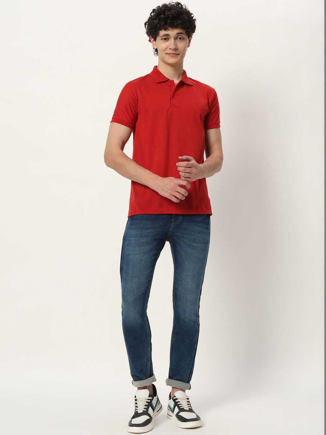 9LKHA Men Polo Collar T-shirt