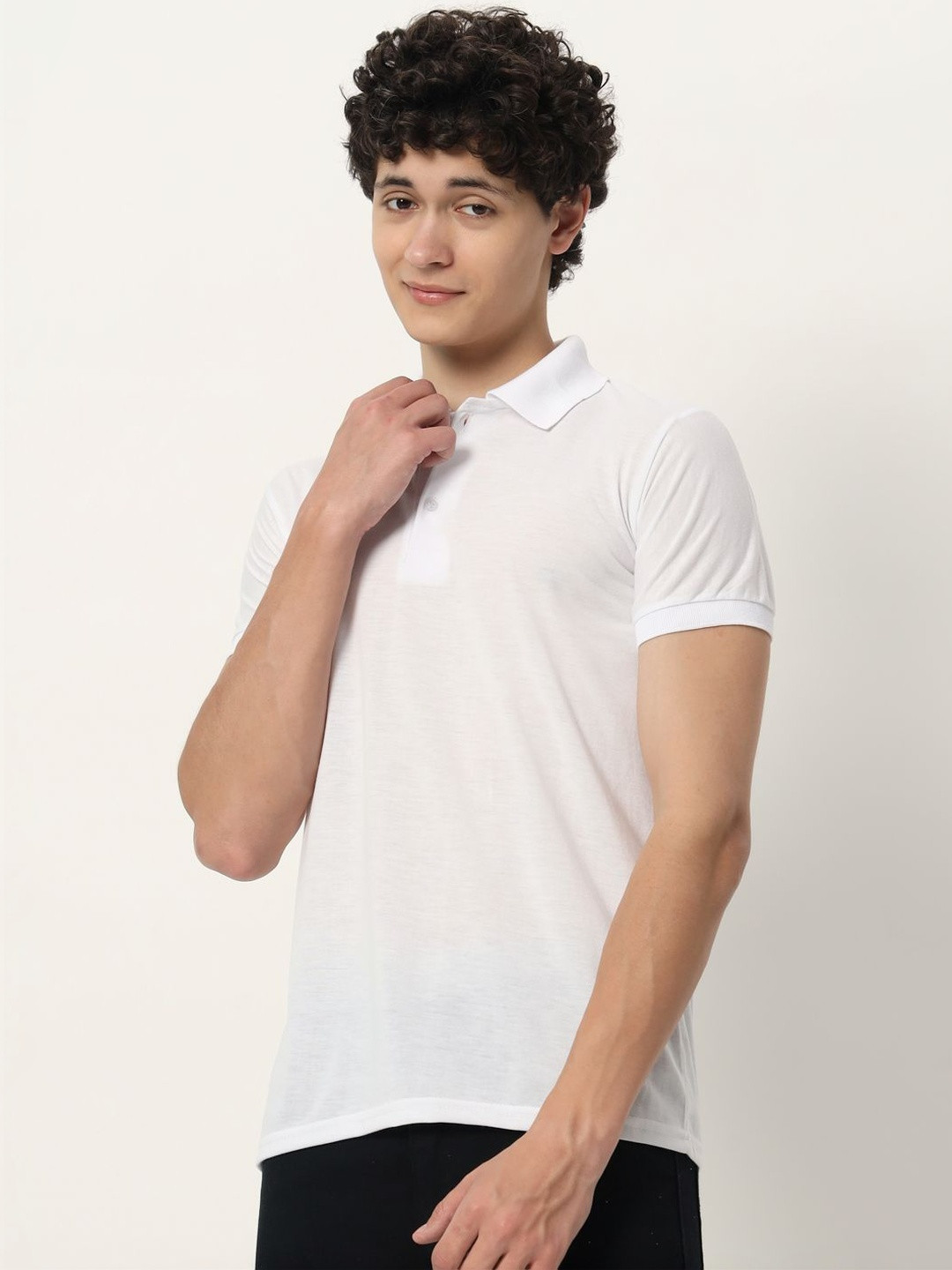 9LKHA Men Polo Collar Applique T-shirt