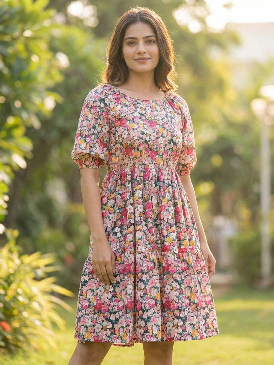 SZN Women Floral Print Off-Shoulder Fit & Flare Dress