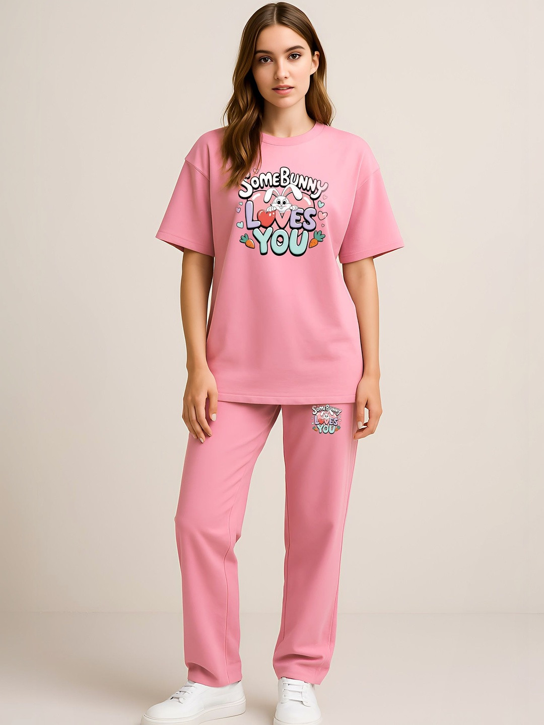 My Swag Printed Round Neck T-shirt & Trousers Co-Ords