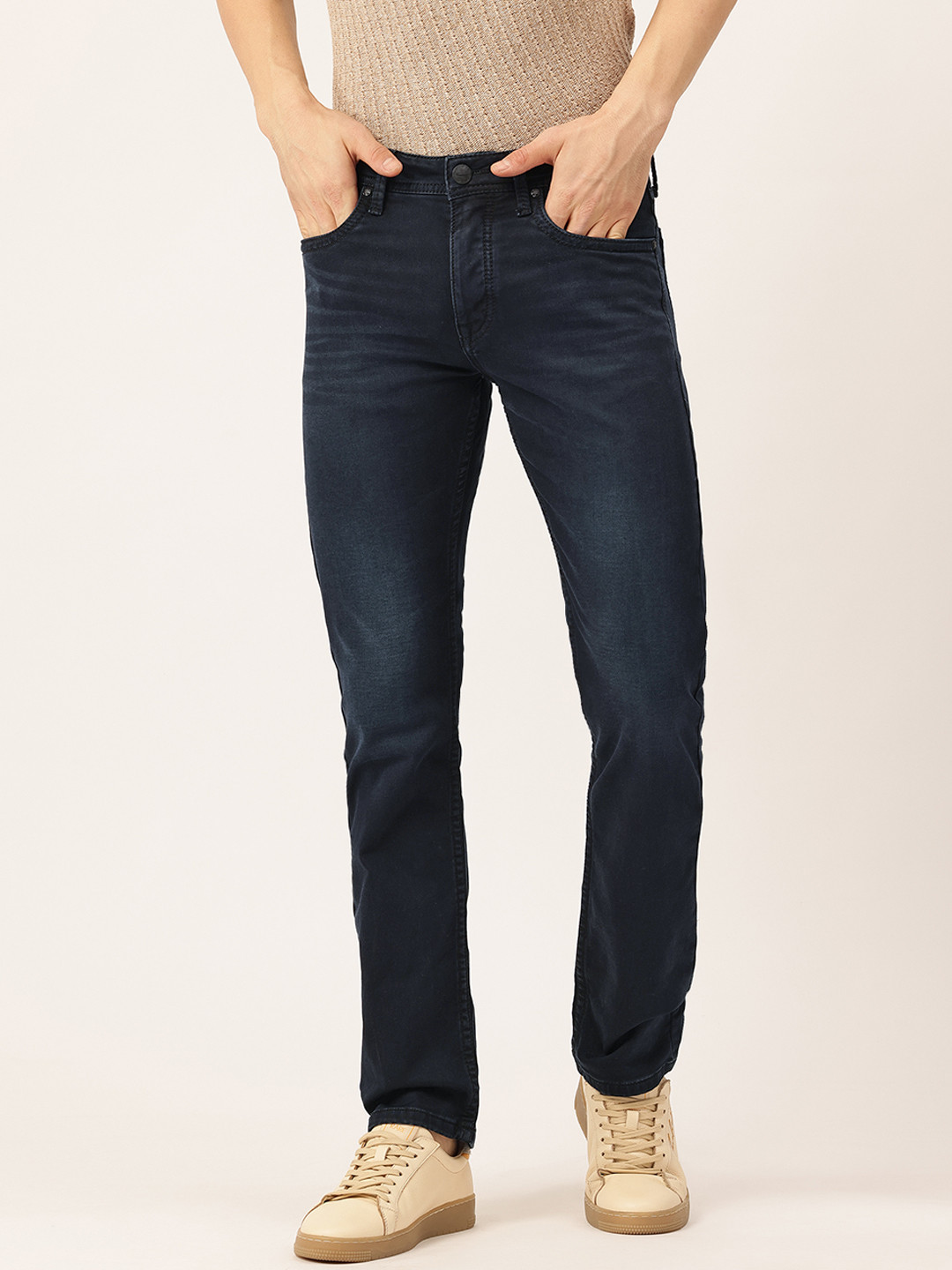 Integriti Men Smart Slim Fit Mid-Rise Light Fade Stretchable Jeans