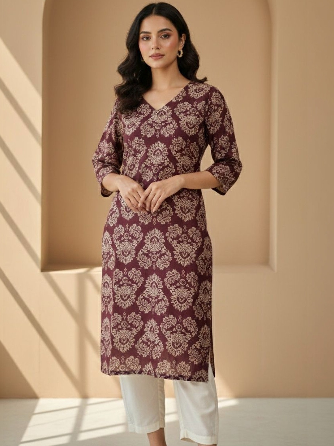Anouk Rustic Women Ethnic Motifs Printed Thread Work Kurta