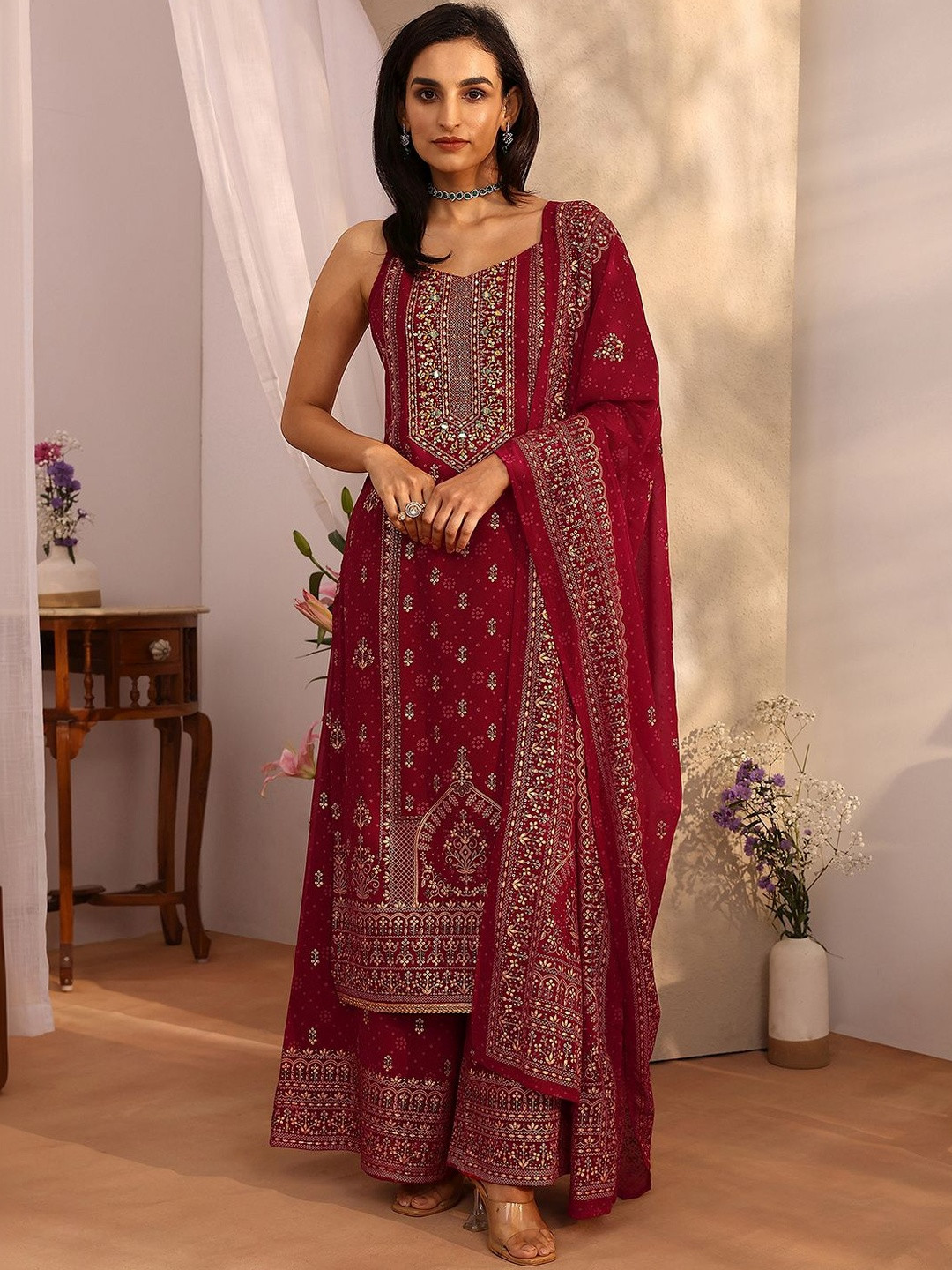 Libas Women Ethnic Motifs Printed Regular Kurta with Palazzos & With Dupatta
