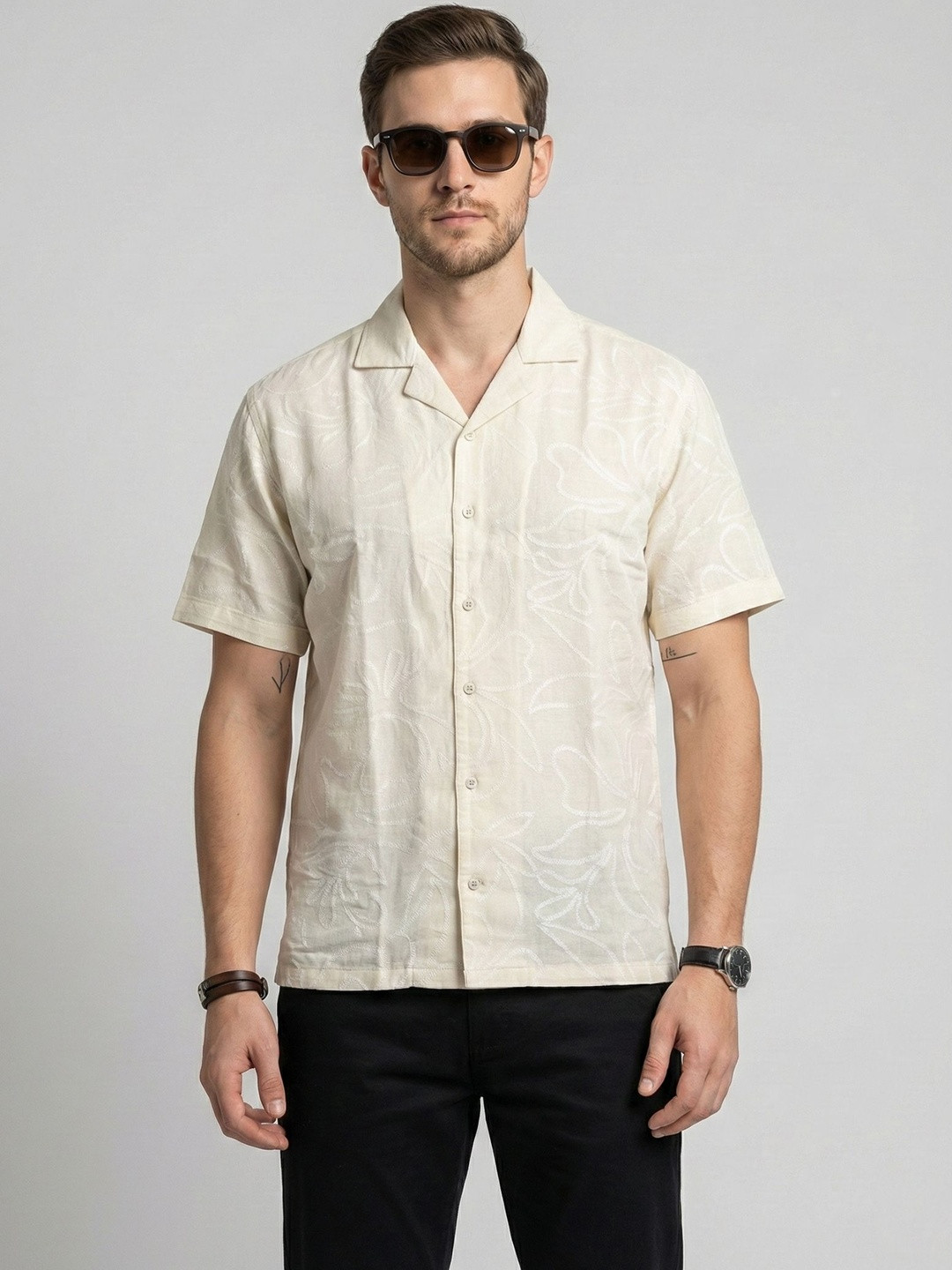 Zeyo Men Men Relaxed Floral Printed Casual Shirt