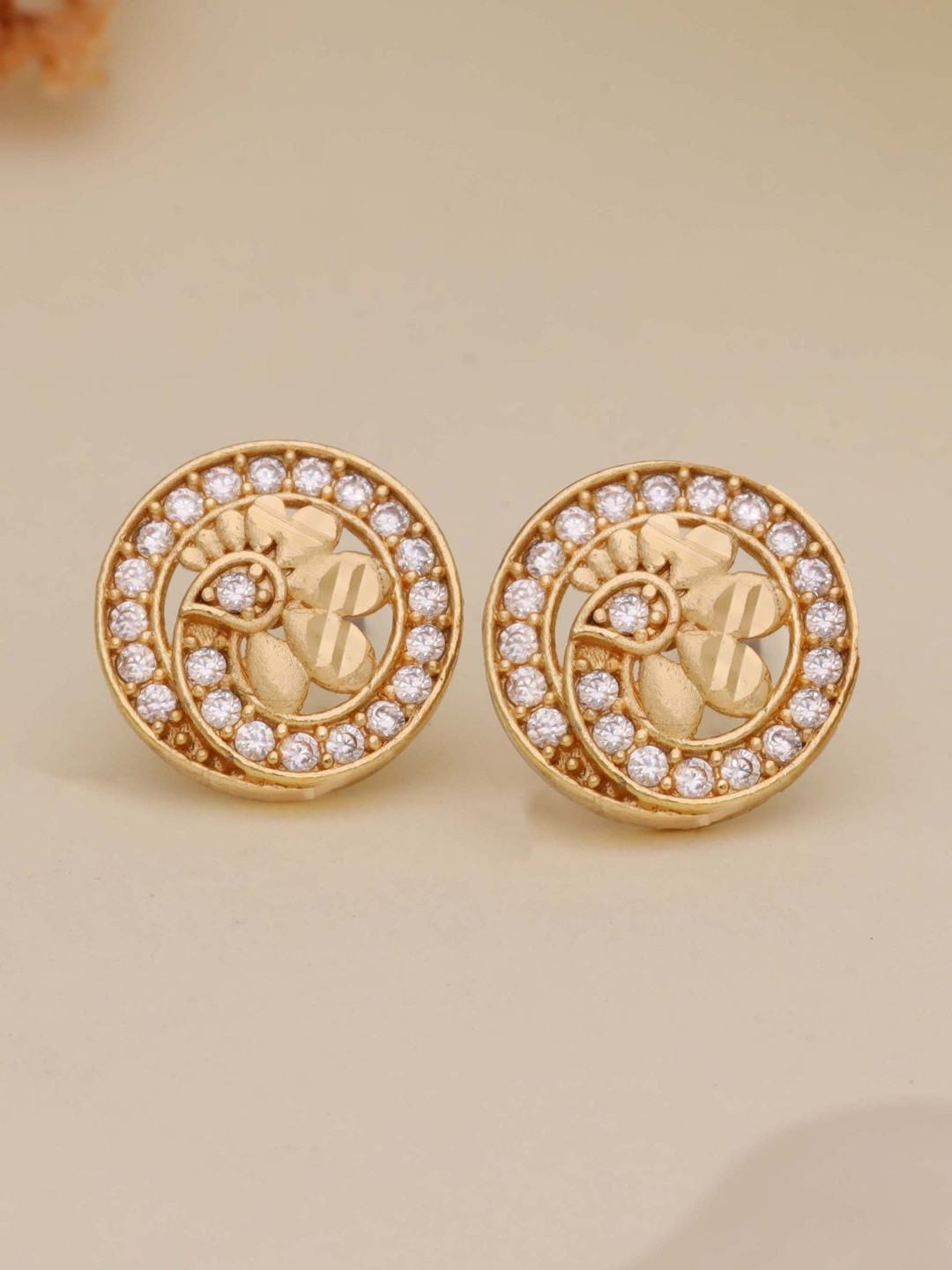 Sangria Gold-Plated American Diamond -Studded Earrings