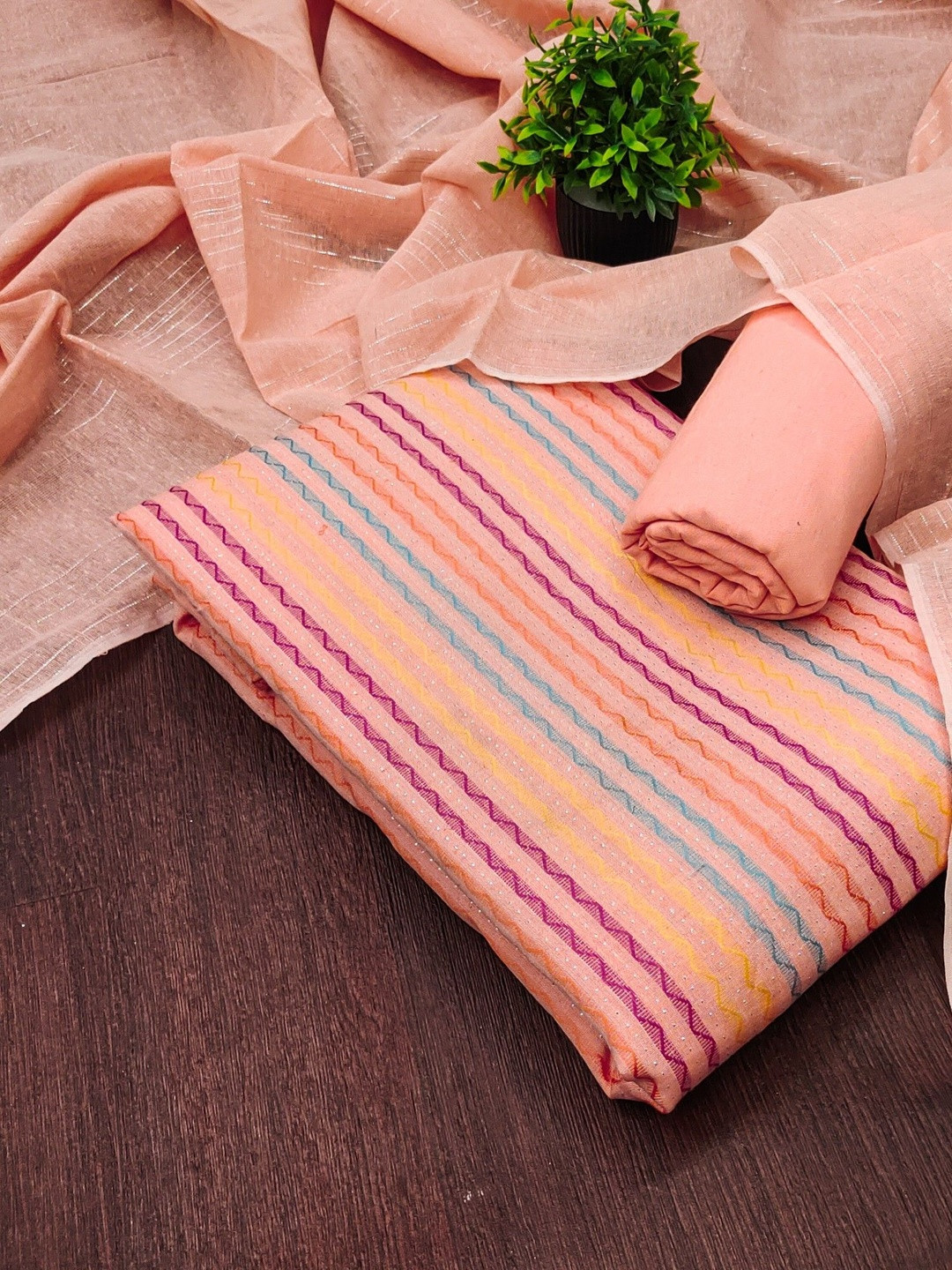 KALINI Printed Pure Cotton Unstitched Dress Material