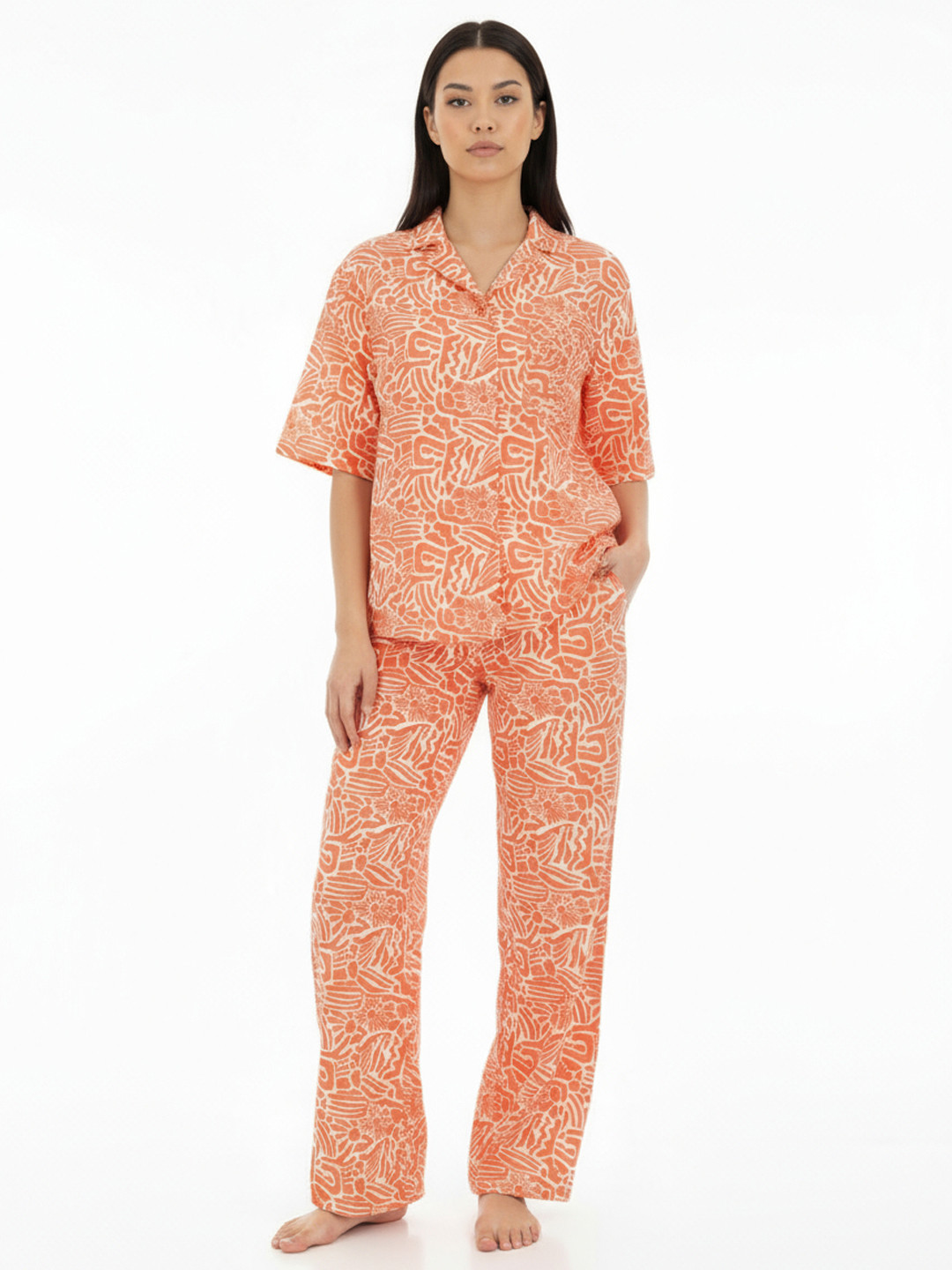 glitchez Abstract Printed Night suit