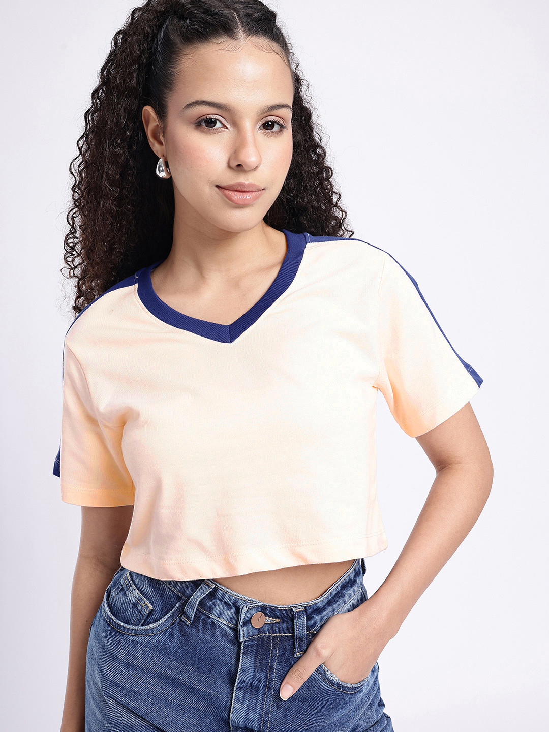 glitchez Striped Crop T-shirt