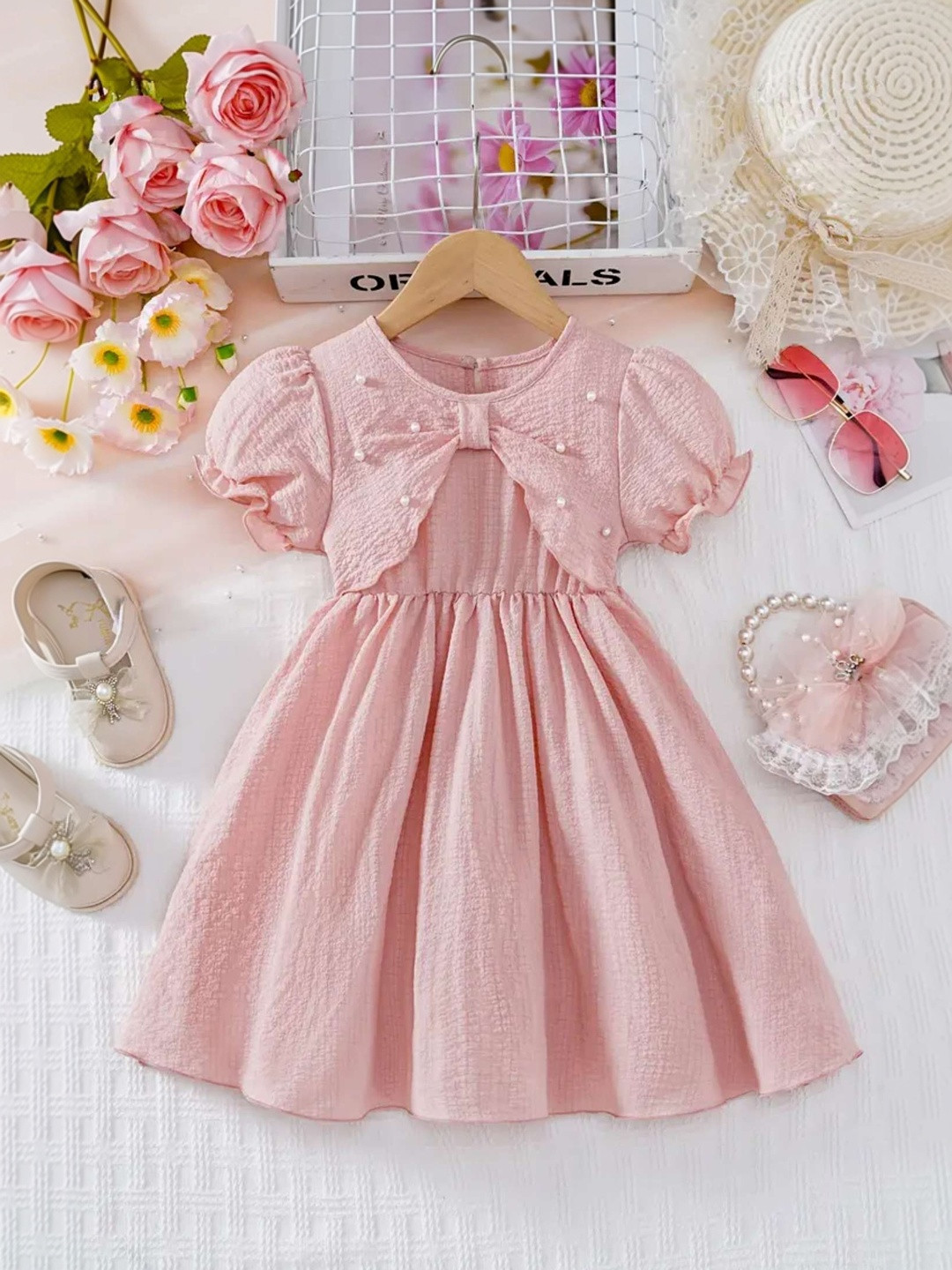MENSBIT Puff Sleeve Fit & Flare Dress