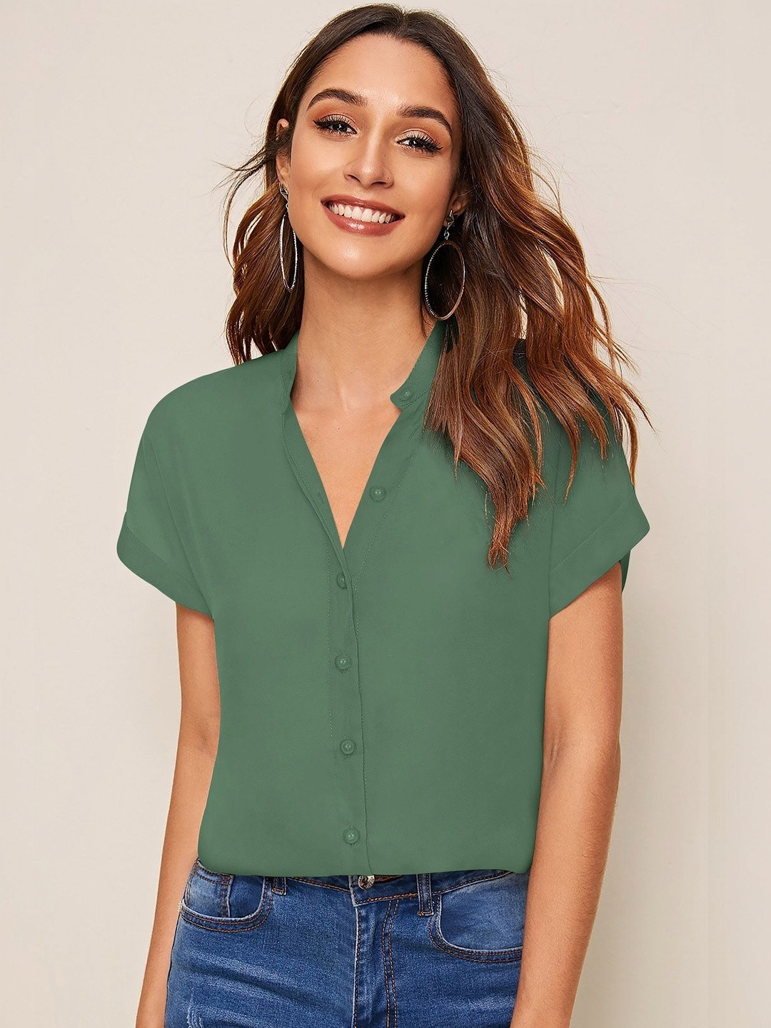 Fashion2wear Mandarin Collar Georgette Top