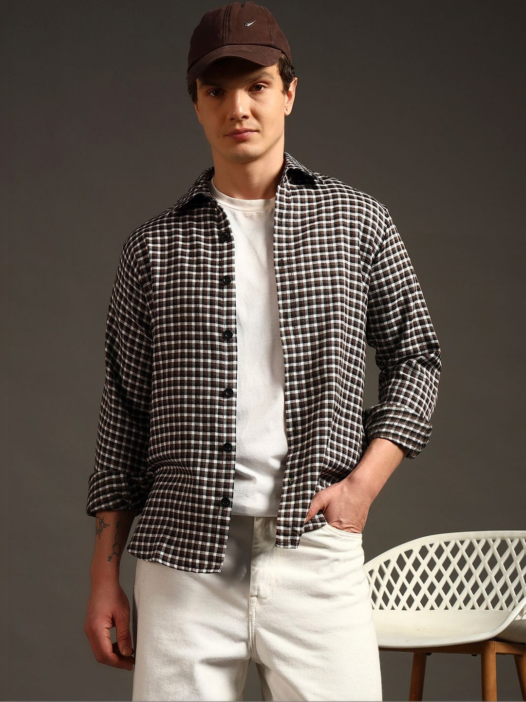 Swaggish Men Checked Casual Shirt