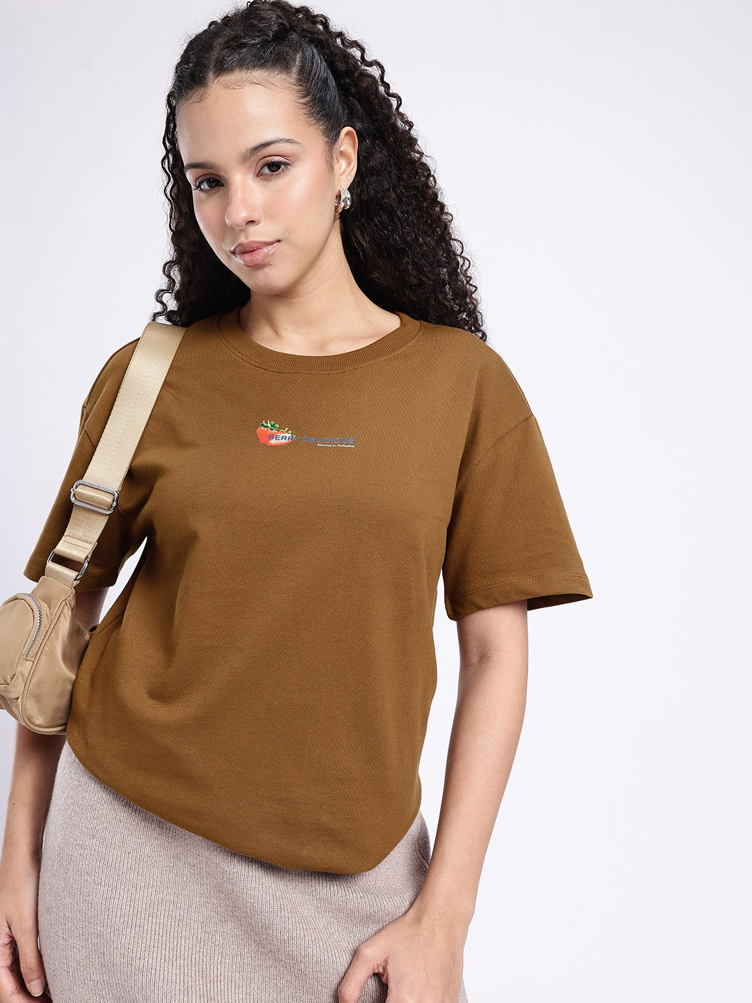 glitchez Oversized Typography Printed T-shirt