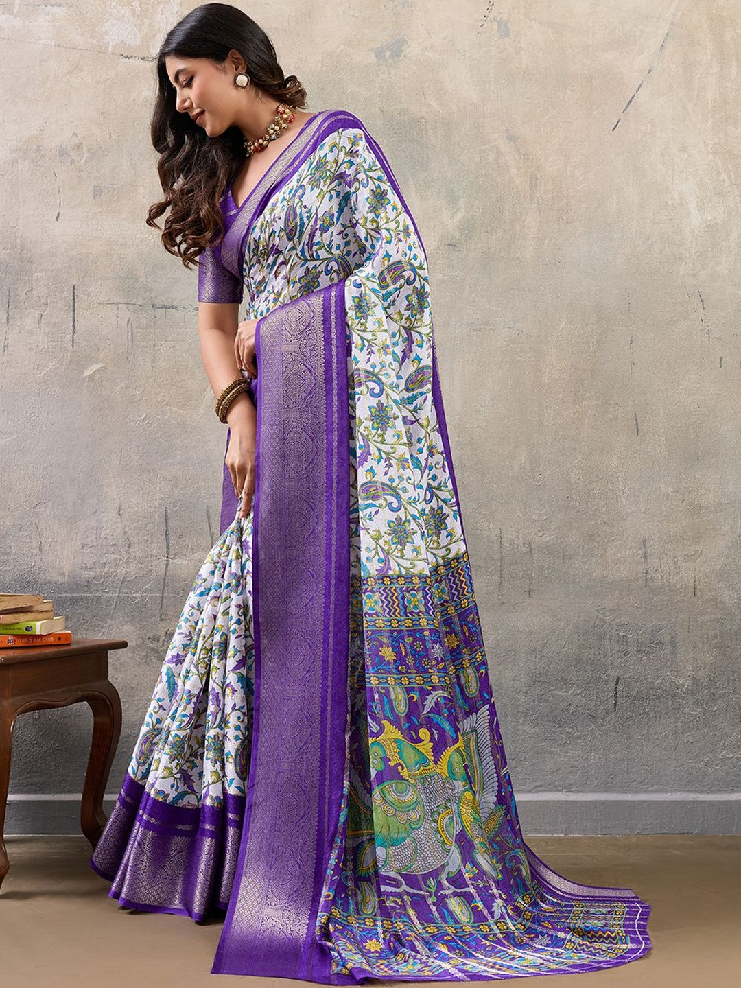MIWA Floral Zari Art Silk Banarasi Saree