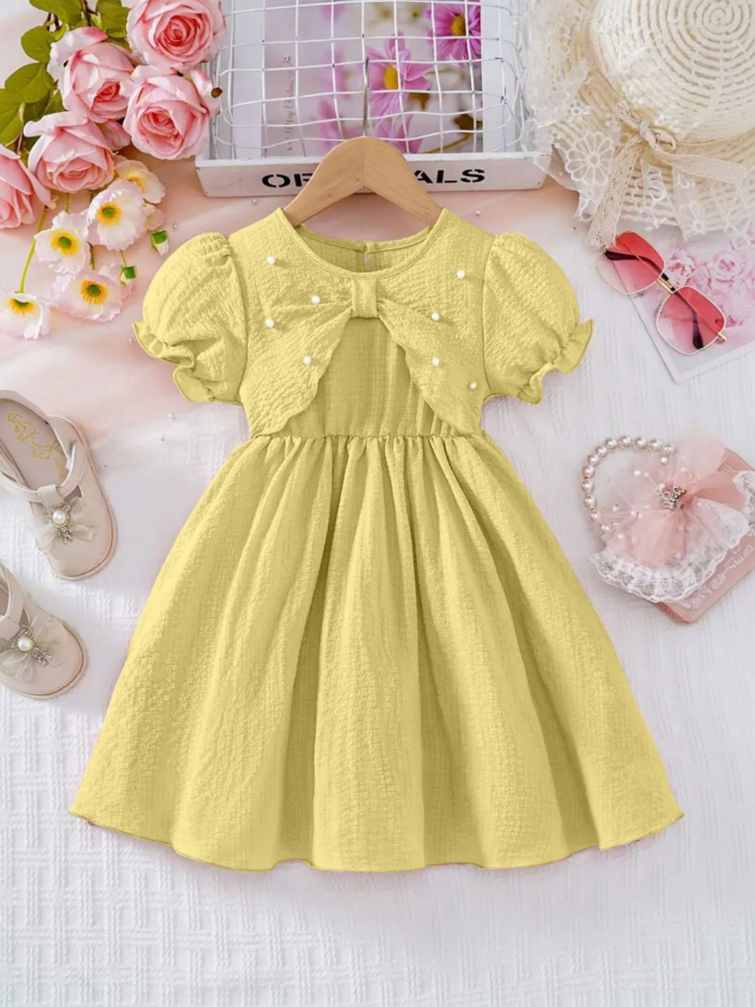 MENSBIT Puff Sleeve Fit & Flare Dress
