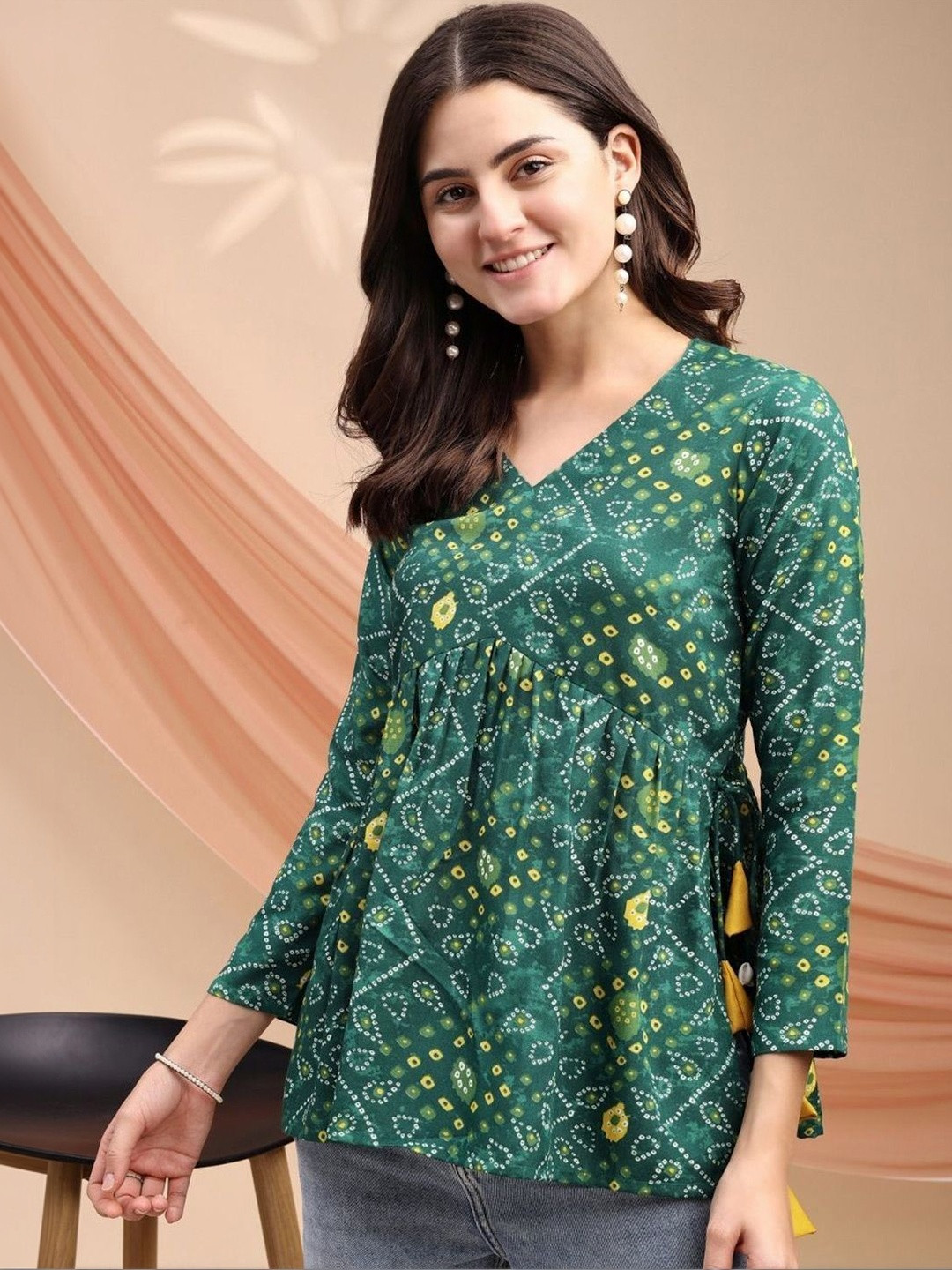 Mahiras Comfort Print Ethnic Top