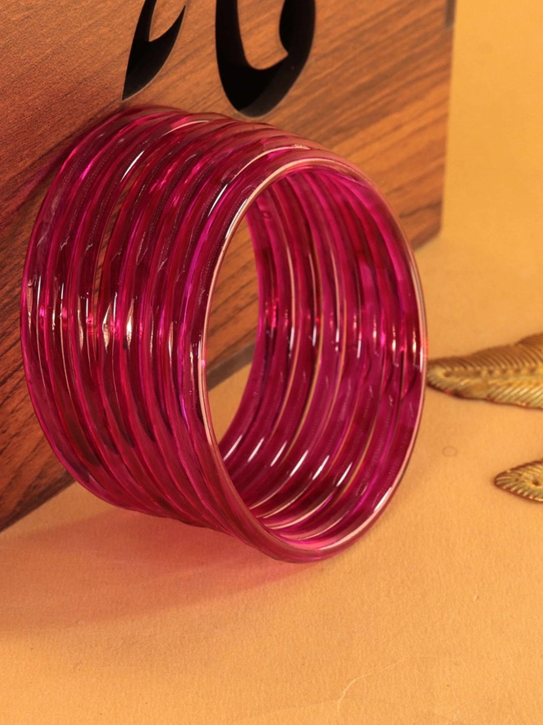 ZULKA Set Of 8 Glass Kada Bangles