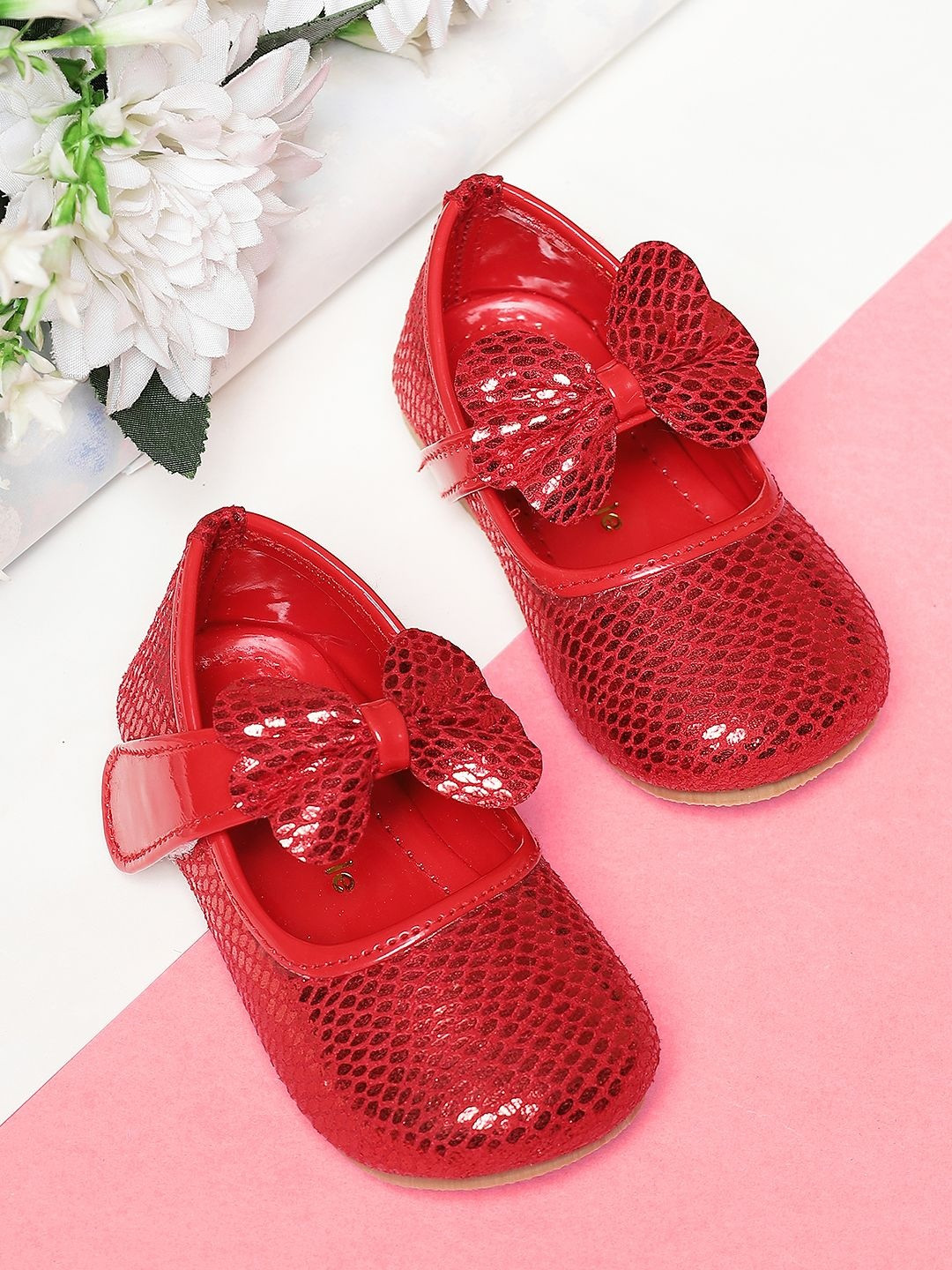 Minesole Girls Textured Party Bows Flats