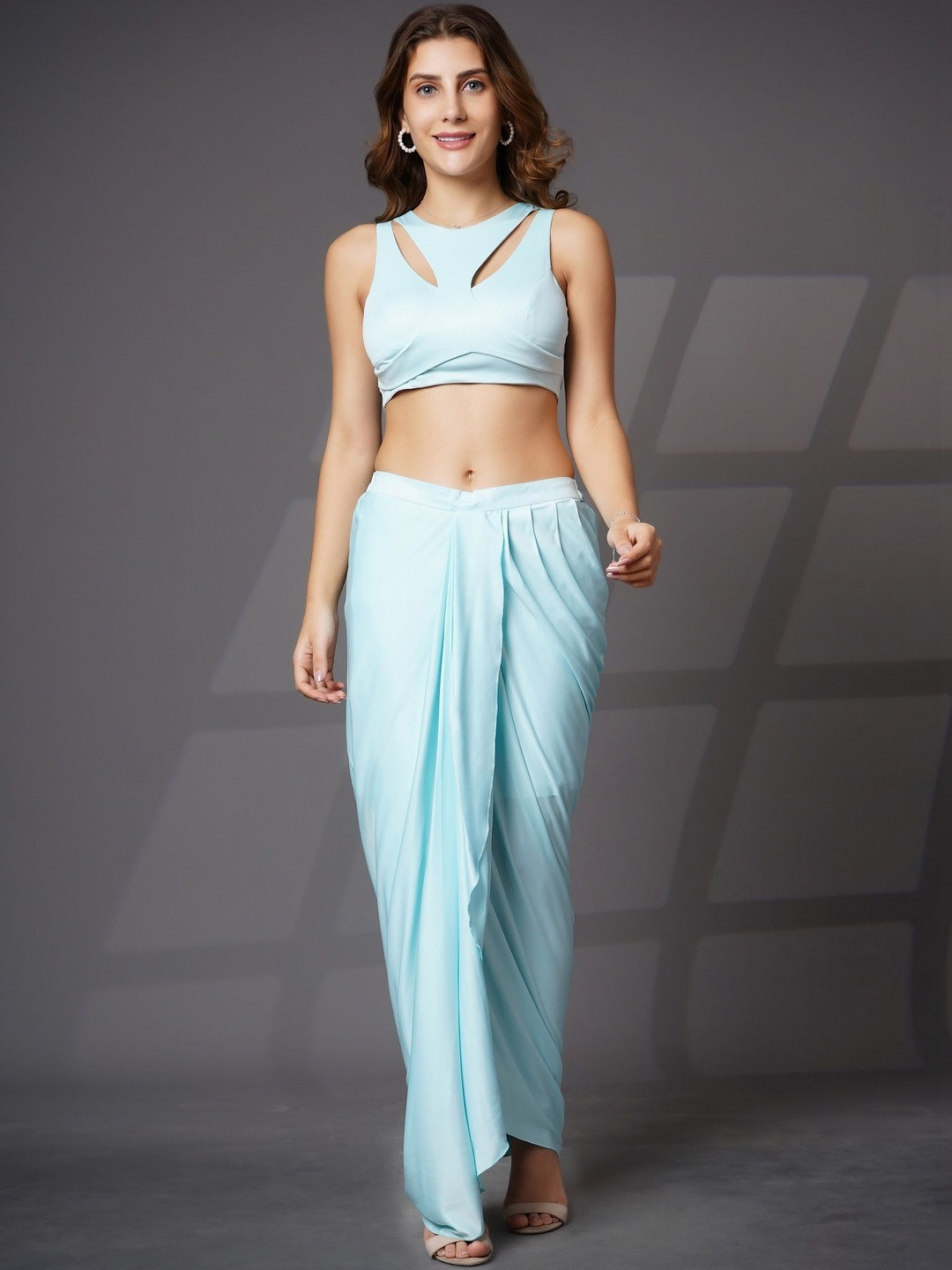 TRYMISFIT Women Sea Green Drape Style Cord Set