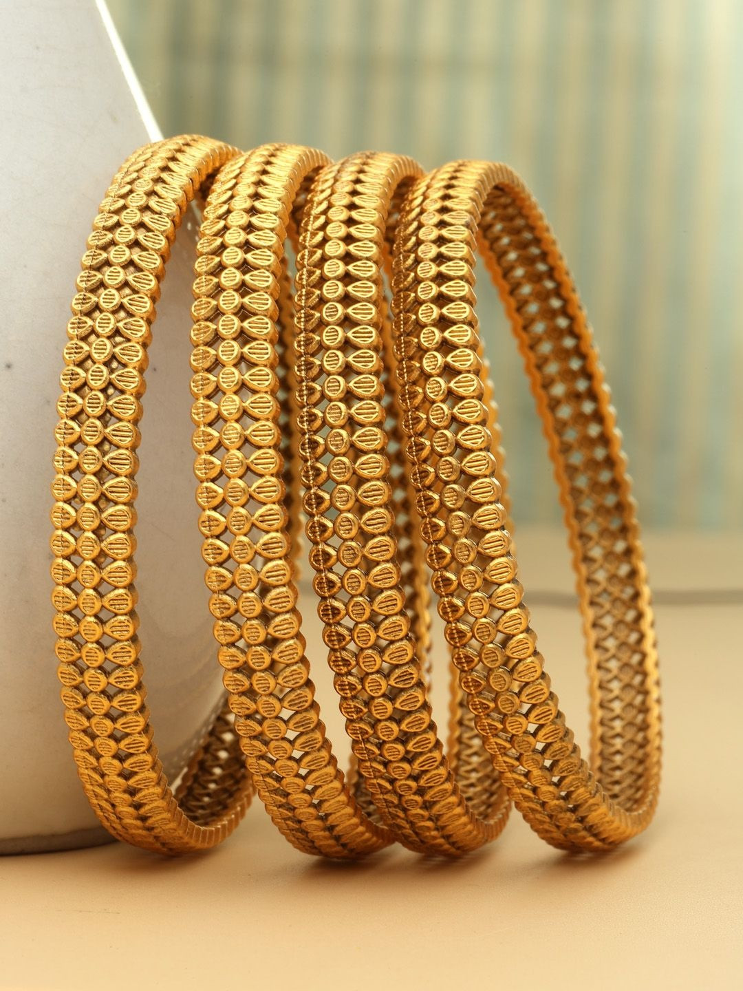 PANASH Set Of 4 24 CT Gold Plated Adjustable Bangles