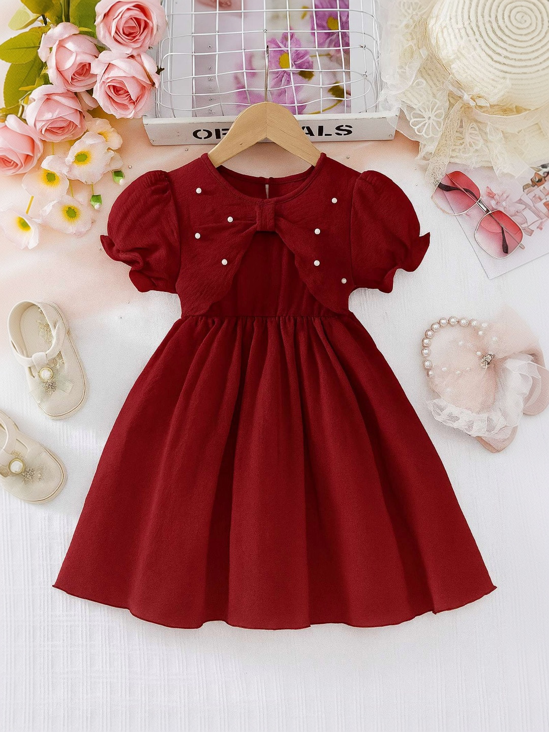 MENSBIT Puff Sleeve Fit & Flare Dress
