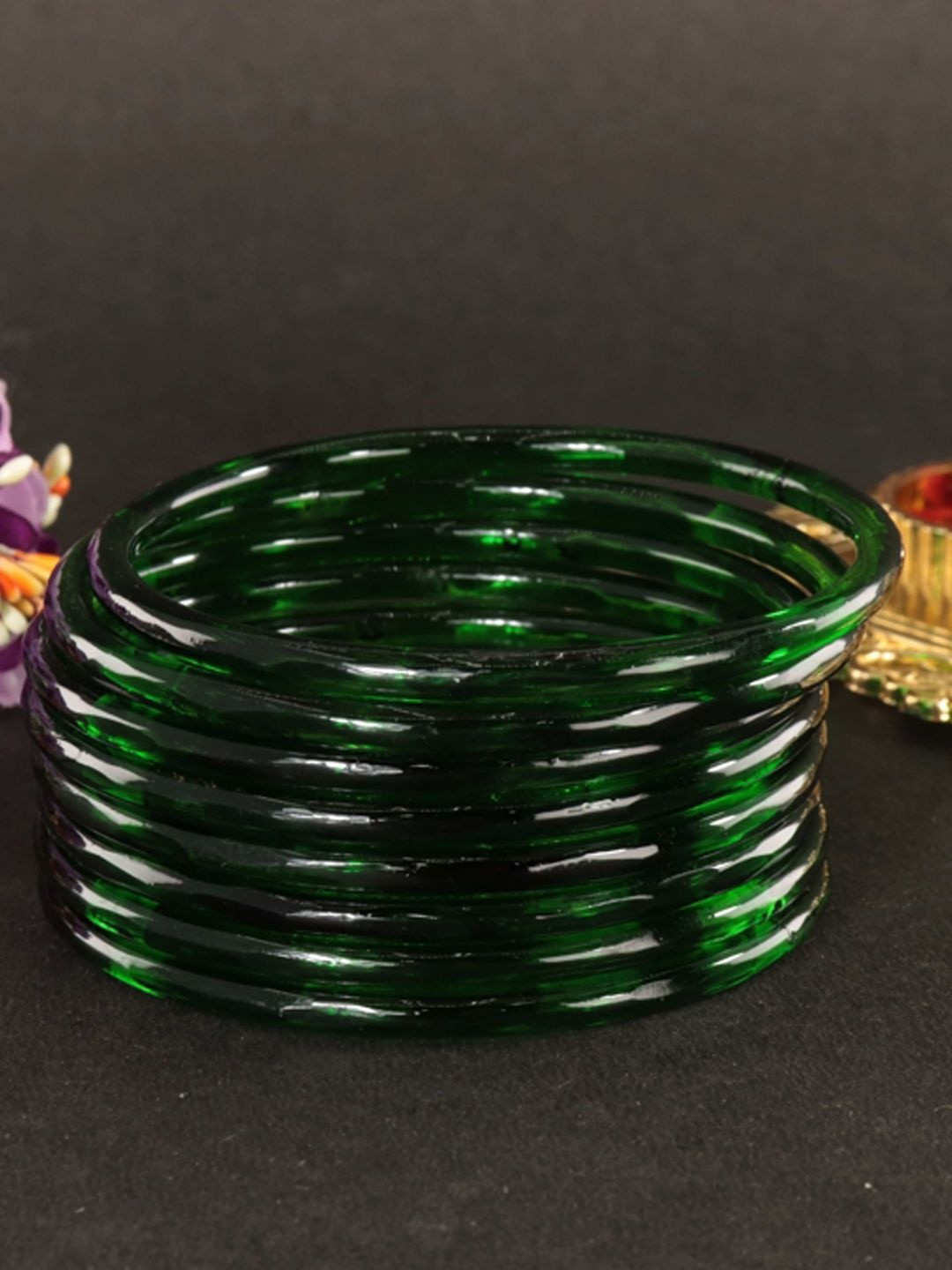 ZULKA Set Of 8 Glass Kada Bangles