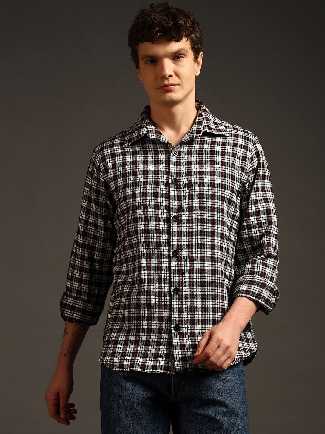 Swaggish Men Checked Casual Shirt