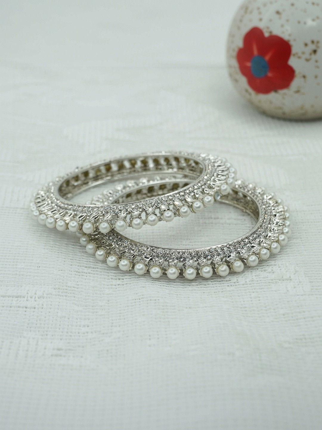 Panini jewels Set of 2 Silver-Plated Crystals Bangle