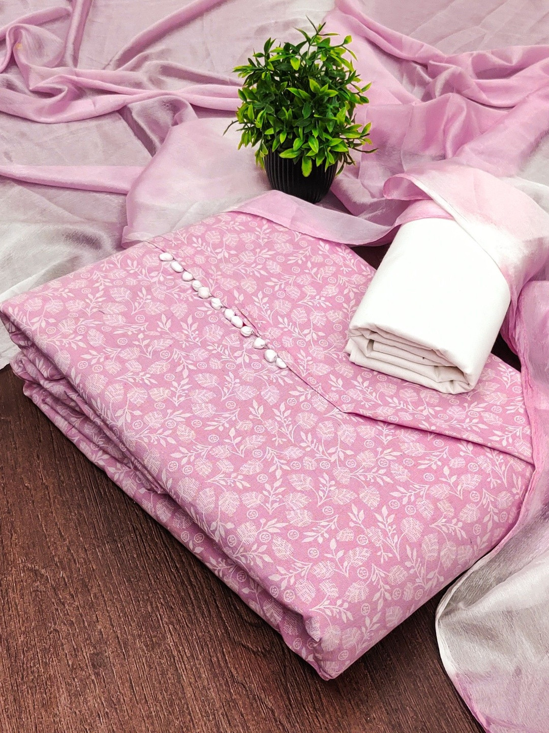 KALINI Printed Pure Cotton Unstitched Dress Material