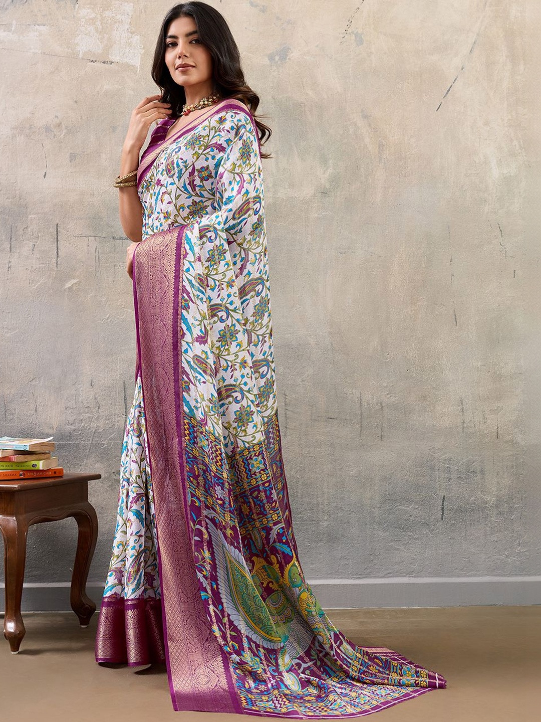 MIWA Paisley Zari Art Silk Handloom Banarasi Saree