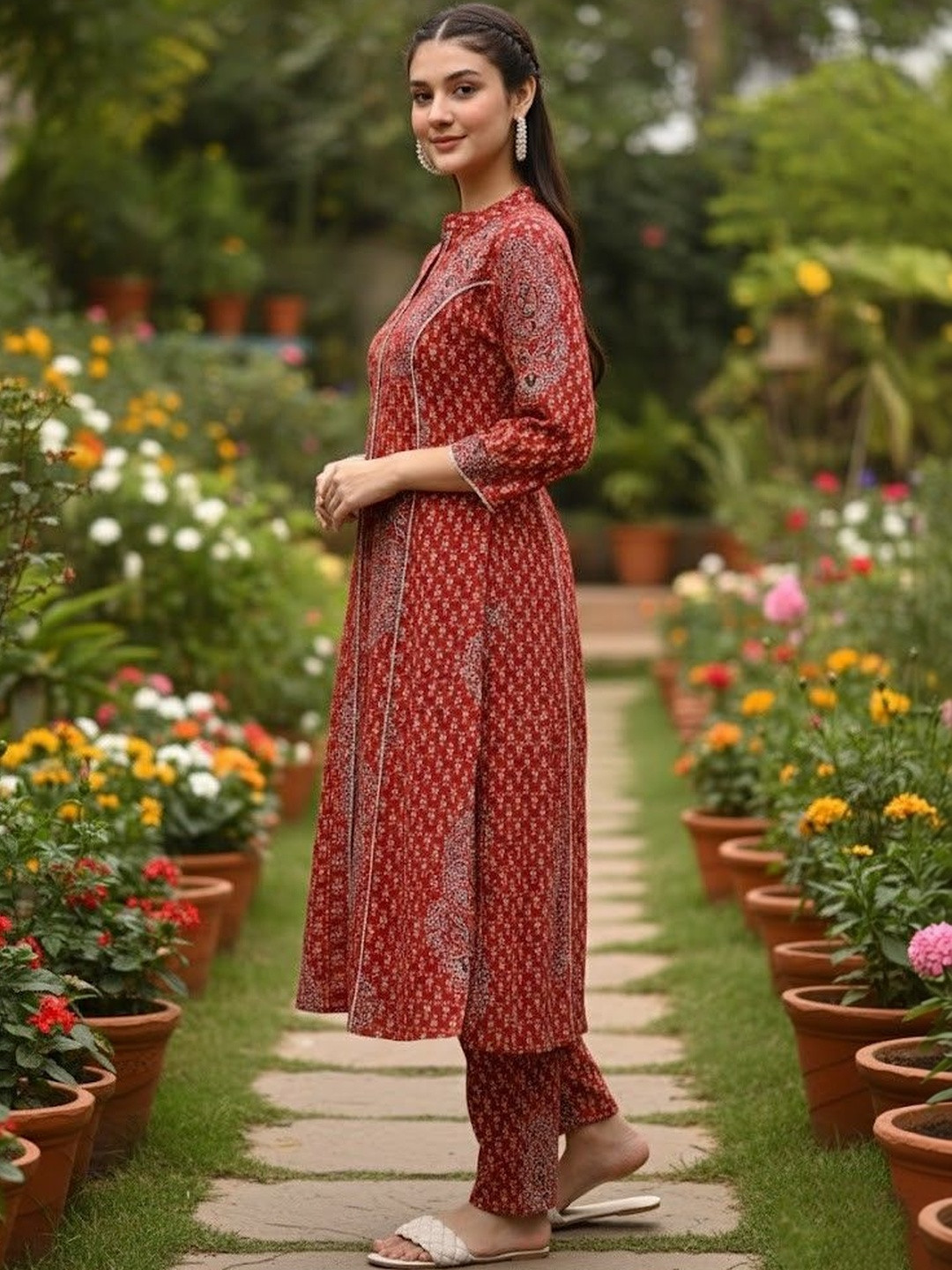 SZN Women Ethnic Motifs Printed Regular Pure Cotton Kurta with Trousers