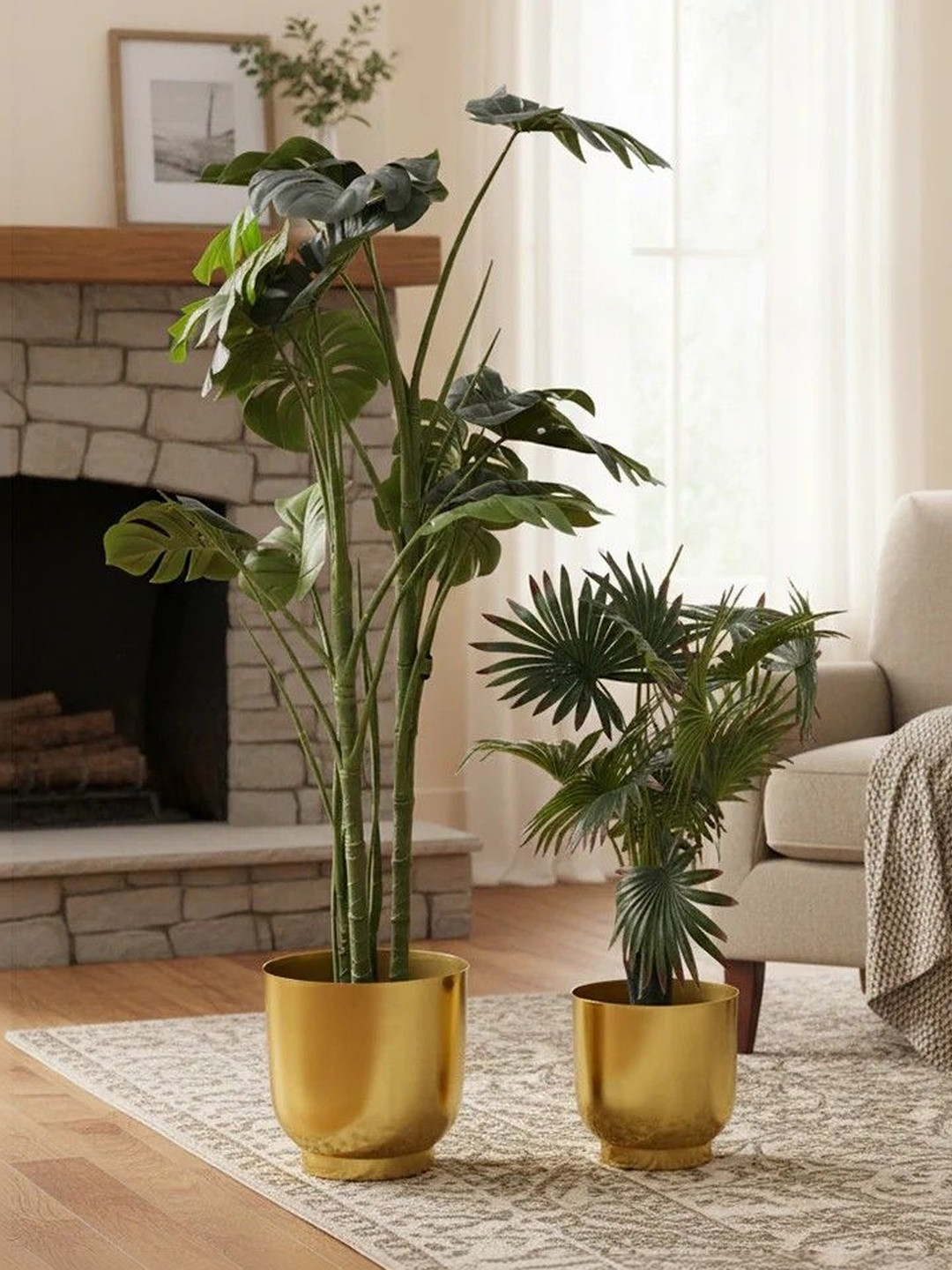THREADVIBE LIVING 2Pcs Yellow Glossy Flower Planters