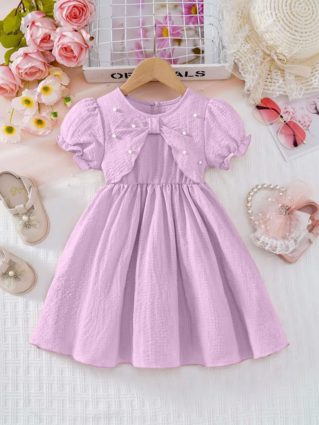 MENSBIT Puff Sleeve Fit & Flare Dress