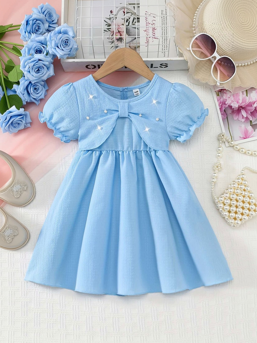 MENSBIT Puff Sleeve Fit & Flare Dress