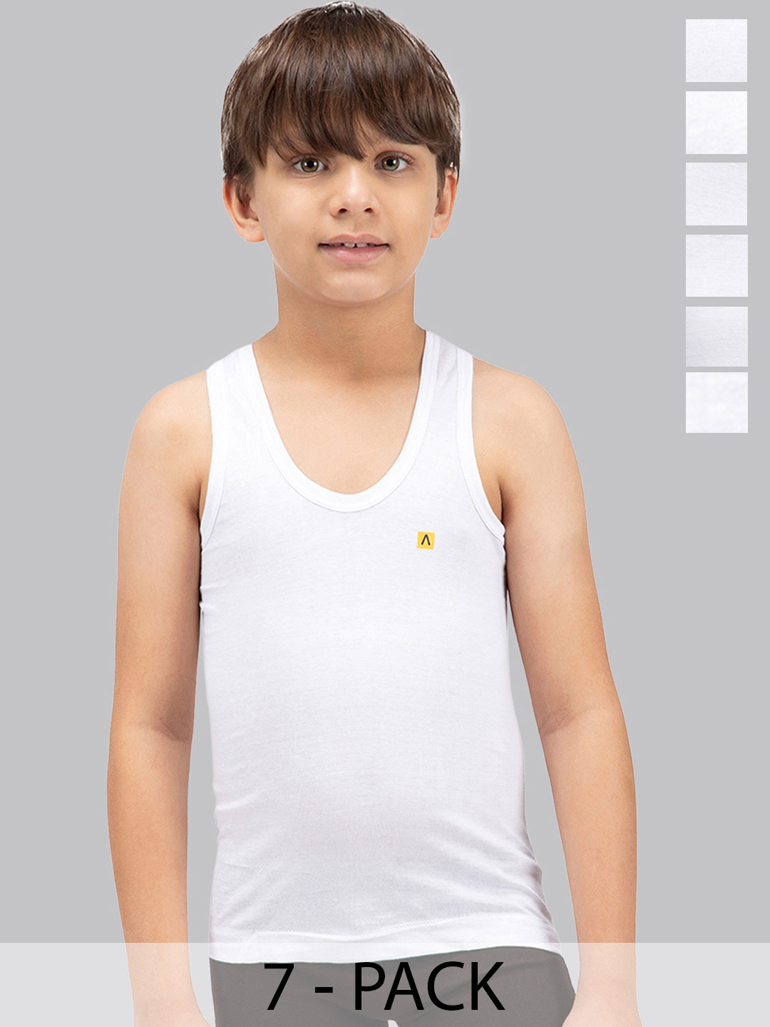 AMUL COMFY Boys Pack of 7 Solid Cotton Innerwear Vest